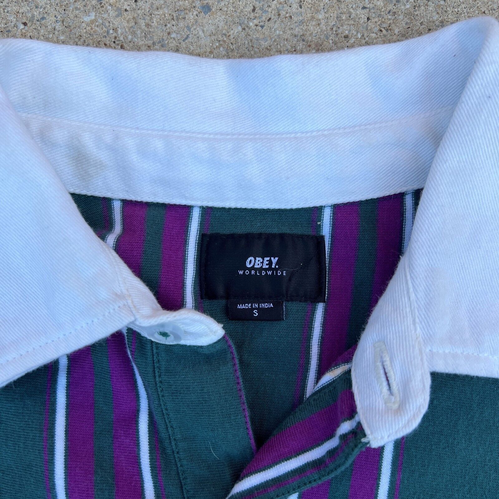Obey Obey Script Dark Teal Long Sleeve Polo Shirt Size US S / EU 44-46 / 1 - 2 Thumbnail