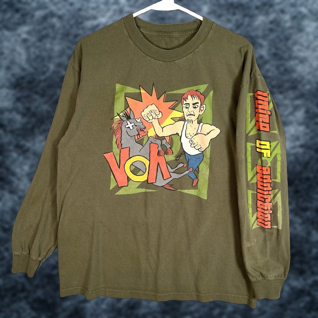 Vintage VINTAGE Voice Of Addiction Donkey Punch Carl Neil T Shirt Adult Large Green Mens Size US L / EU 52-54 / 3 - 1 Thumbnail