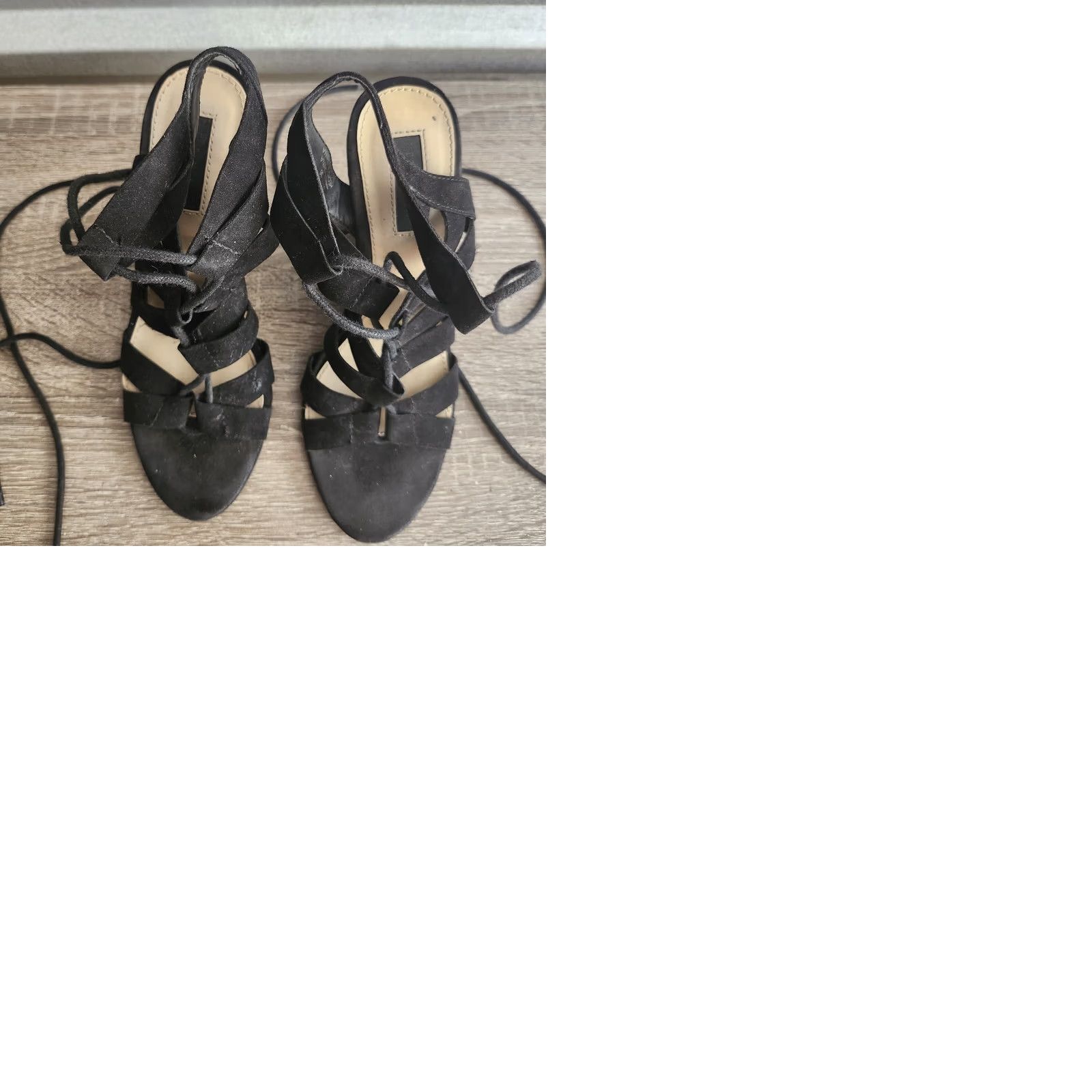 Forever 21 Forever 21 Women's Black Lace Up Ghillie Wedge Heel Sandals - Size 6 Size US 4 / IT 34 - 9 Thumbnail