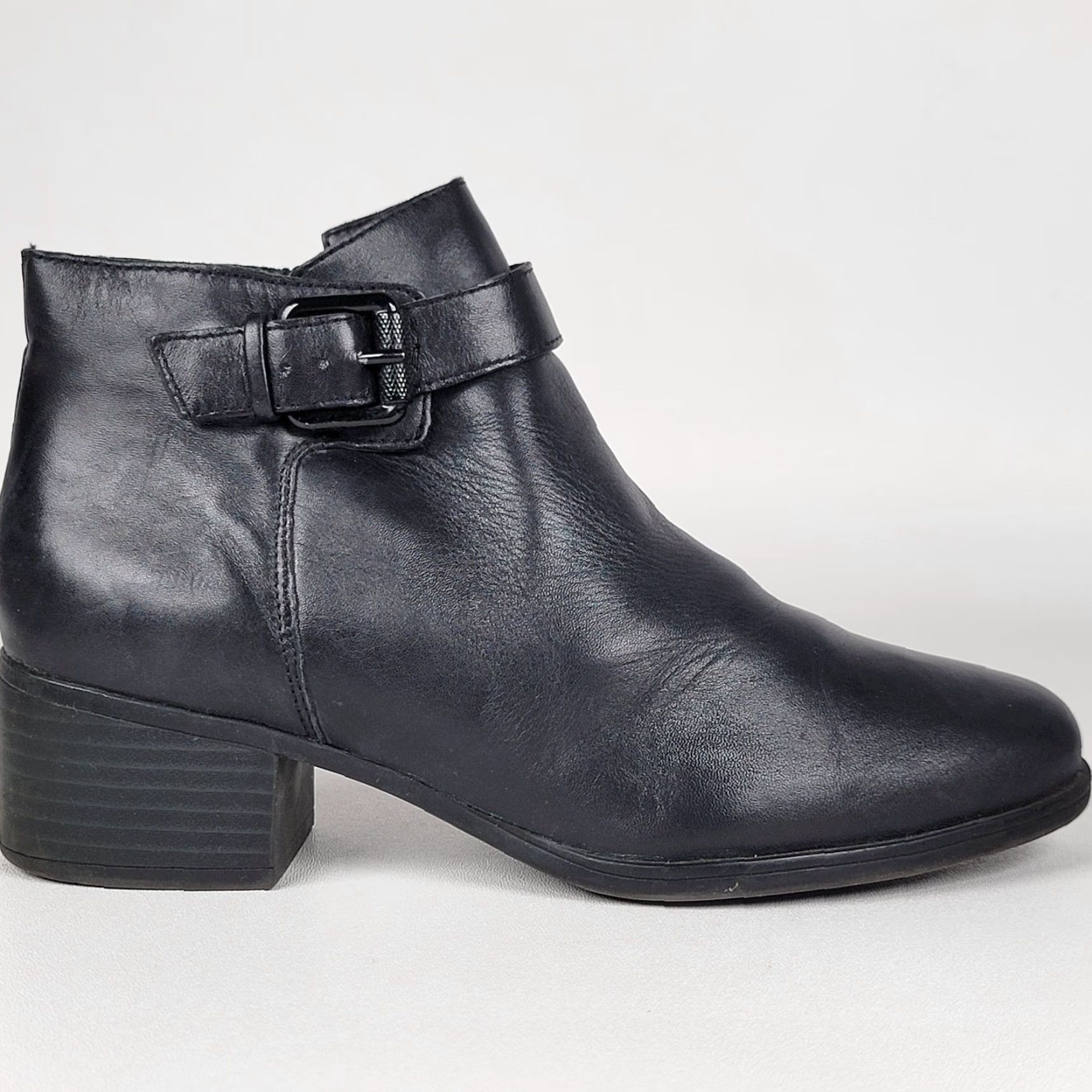 Naturalizer Naturalizer Drewe Black Leather Ankle Boots Z2174 7.5 M Women Bootie Leather Upper Insole Leather Outsole Mid Heel Block Vintage No Size US 8 / IT 38 - 3 Thumbnail