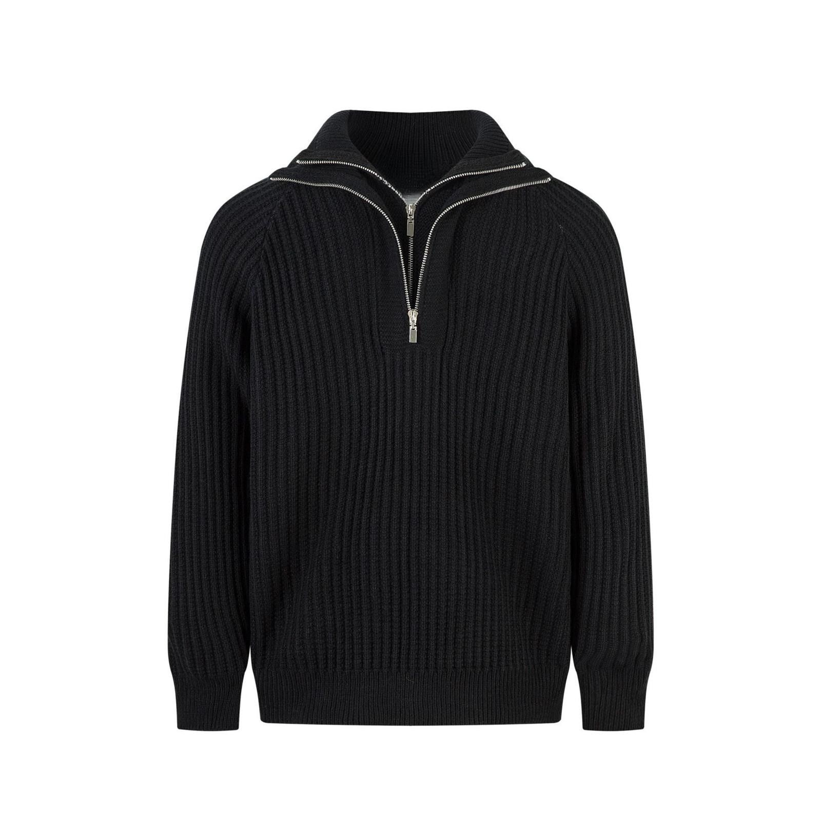 Other Dark Green Ribbed Knit Half-Zip Sweater Size US M / EU 48-50 / 2 - 6 Thumbnail