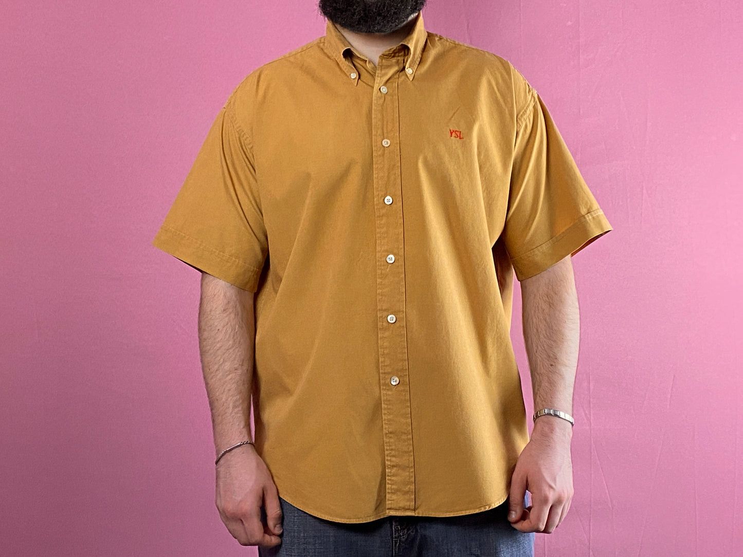 Designer × Yves Saint Laurent Yves Saint Laurent Vintage Men's Short Sleeve Shirt - L Size US L / EU 52-54 / 3 - 3 Thumbnail