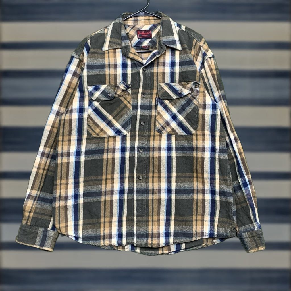 Vintage VINTAGE Five Brothers Flannel Shirt Mens XL Heavy Button-Up Workwear Green Plaid 90s 00s 2000s Casual/Work Mens XL Green Button-Up Shark? Size US XL / EU 56 / 4 - 1 Thumbnail