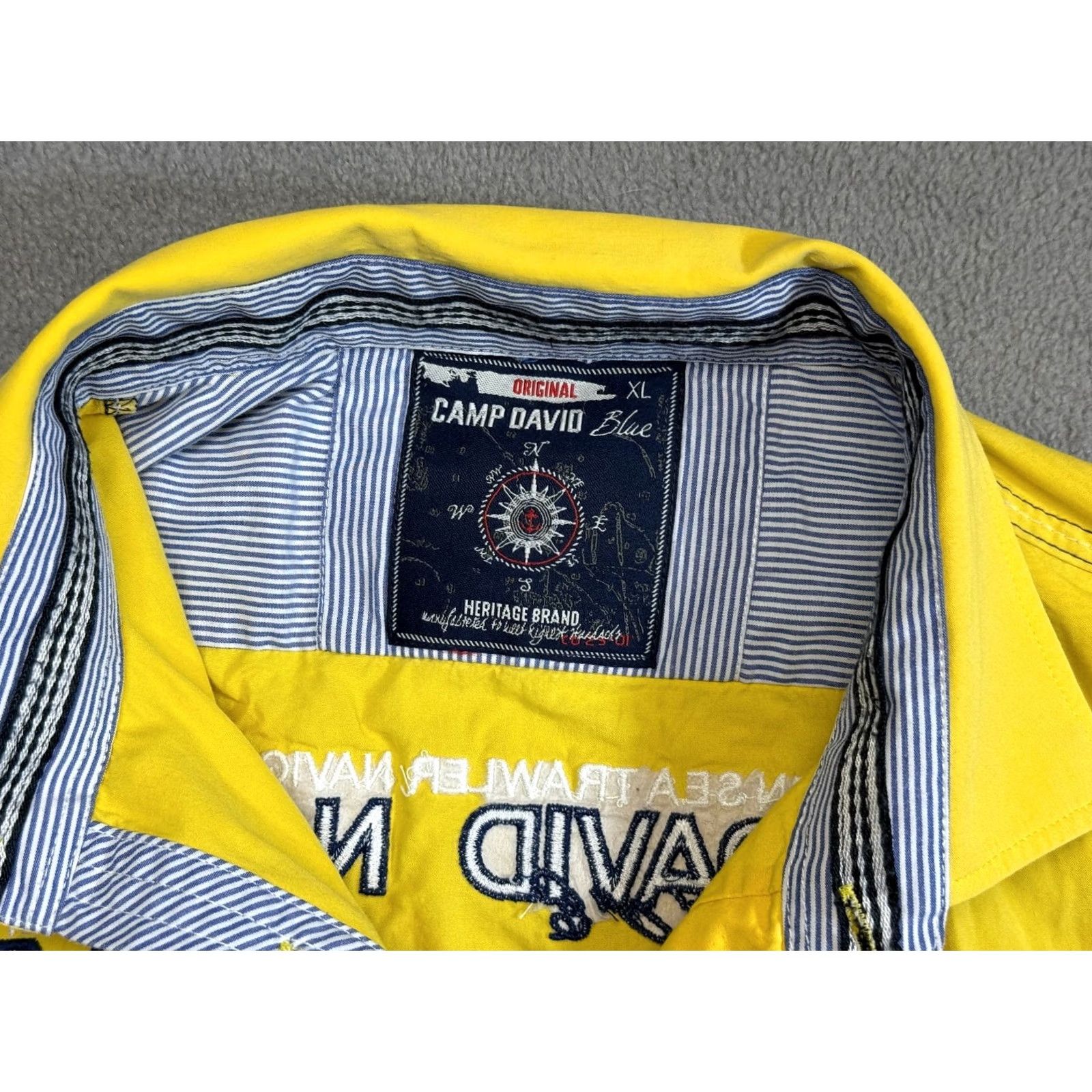 Vintage Camp David Shirt Mens XL Yellow Nautical Short Sleeve Casual Summer Size US XL / EU 56 / 4 - 5 Thumbnail