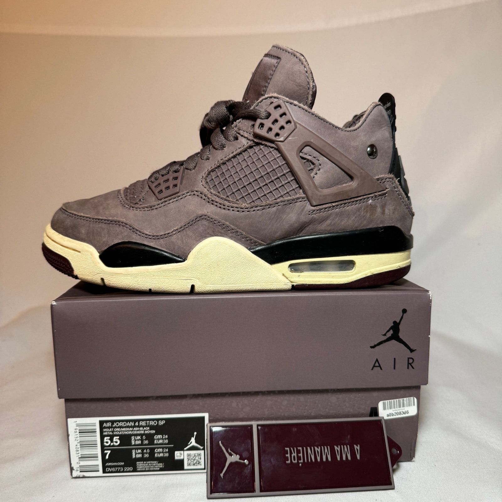 Jordan Brand × Nike Size 5.5 - A Ma Maniére x Nike Air Jordan 4 Retro Violet Ore Size US 5.5 / EU 38 - 9 Thumbnail