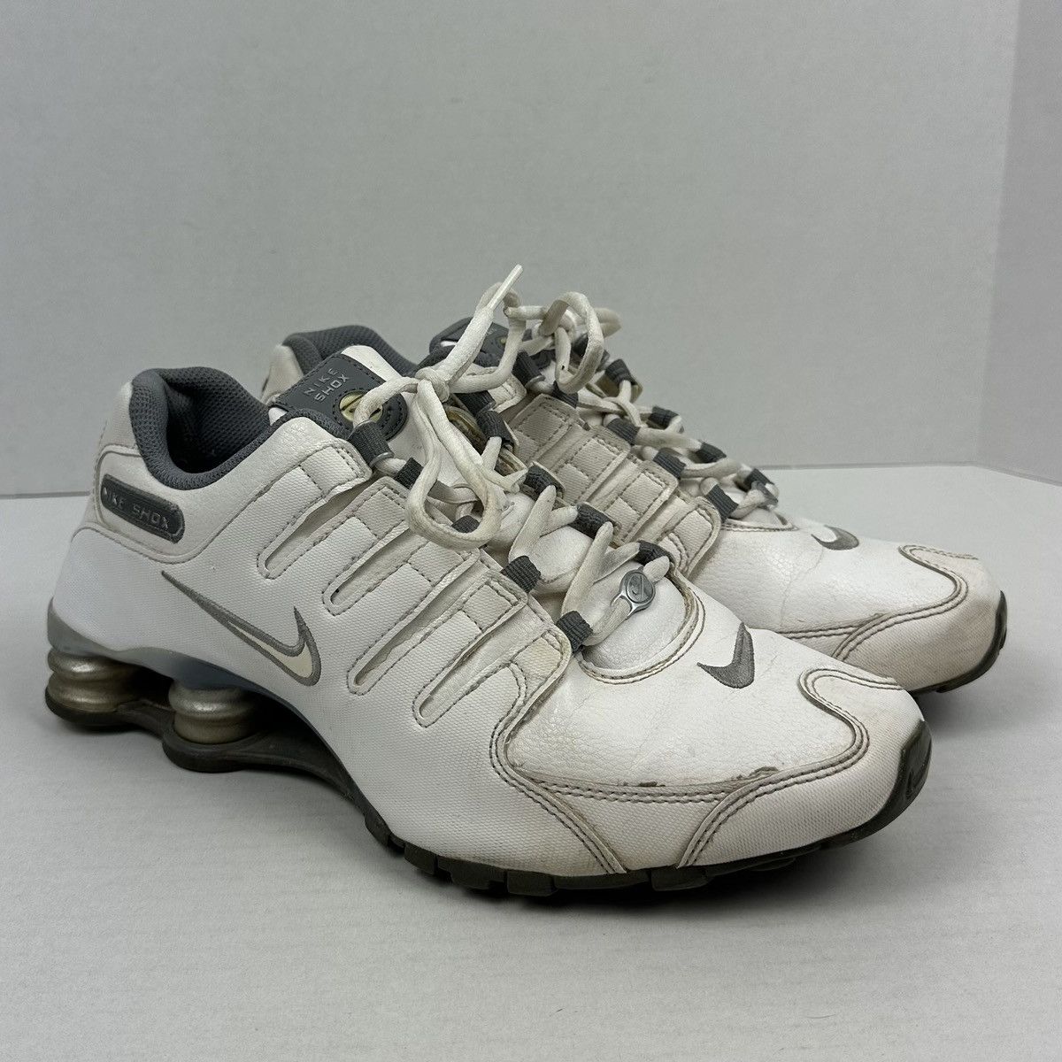 Nike Shox Nz White Leather Shox Heel Shoes Sneakers 488312-113, Women's (Size 9.5)