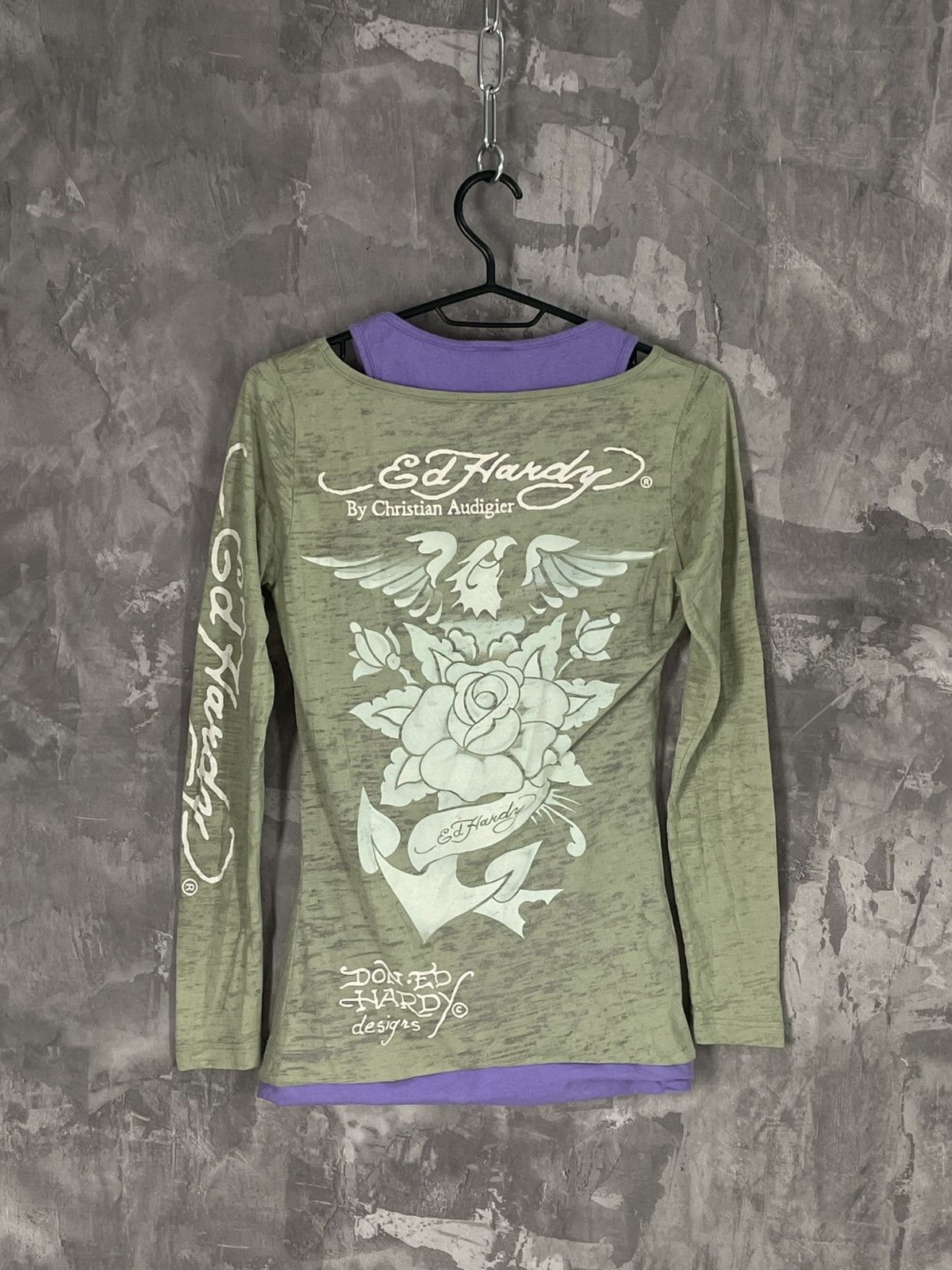 Christian Audigier × Ed Hardy × Hysteric Glamour Ed Hardy long sleeve mesh print t-shirt woman's Size M / US 6-8 / IT 42-44 - 2 Thumbnail