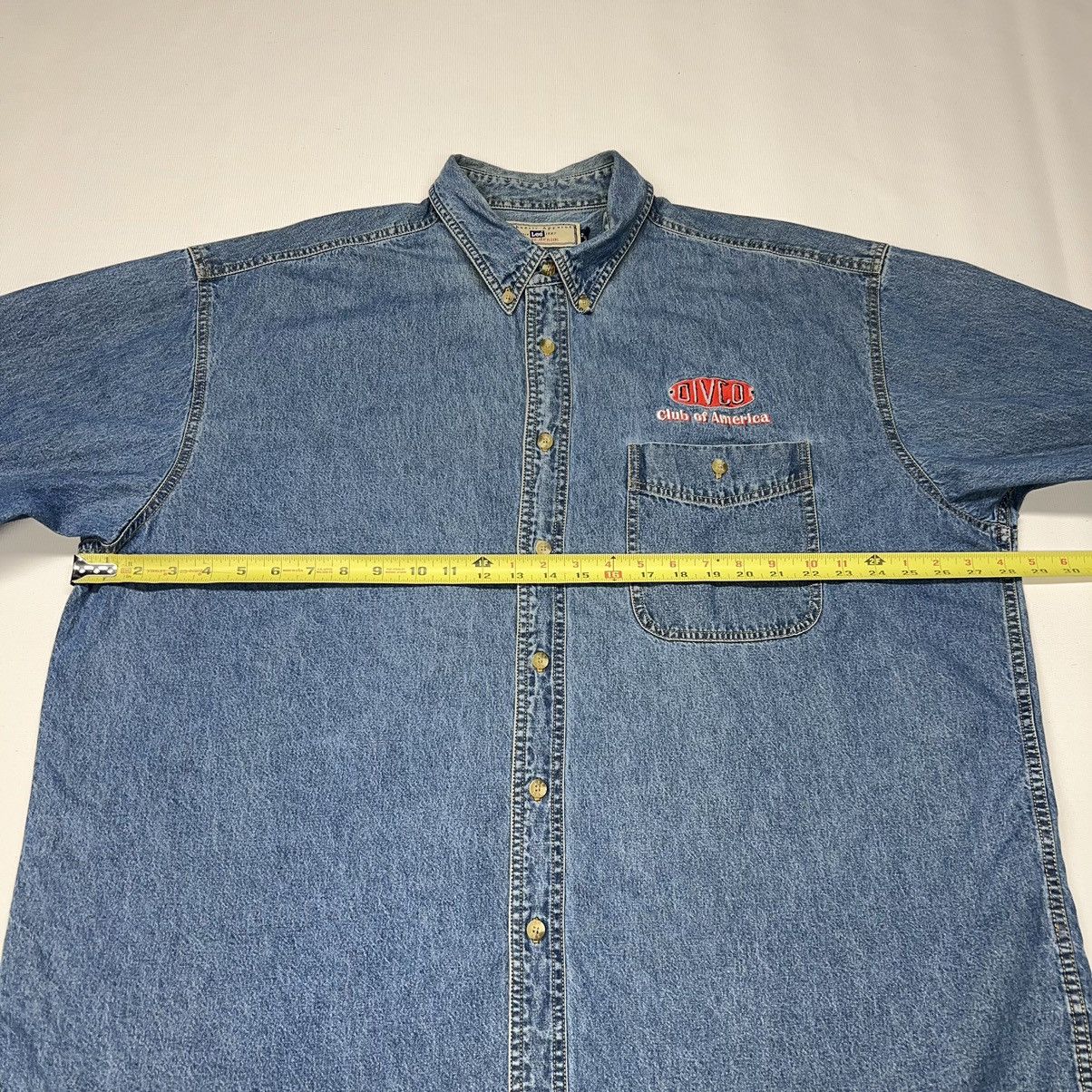 Lee × Vintage VTG Lee Denim Shirt Blue Button Down Embroidered Divco Size US XXL / EU 58 / 5 - 19 Thumbnail