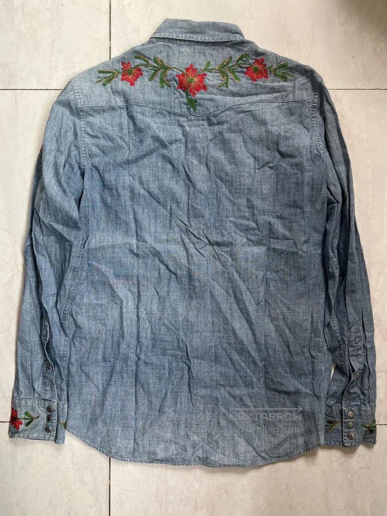 RRL Ralph Lauren RRL Ralph Lauren Western embroidery floral denim shirt Size US M / EU 48-50 / 2 - 2 Thumbnail