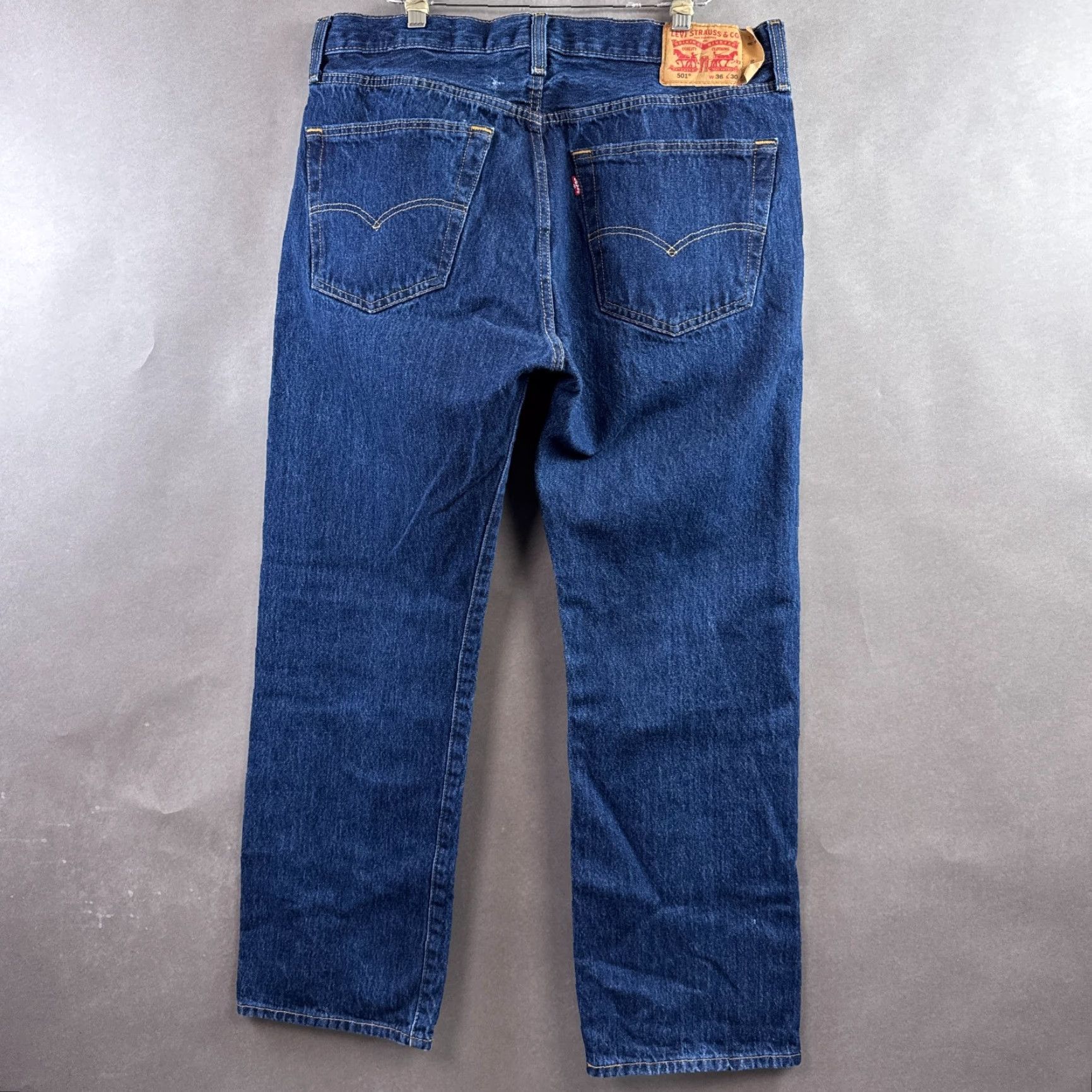 Levi's Levi's 501 Jeans Mens 36x30 Blue Button Fly Pant Distressed Dark Workwear Denim Straight Jeans Men 501 Series 36 30 Blue Pants Mens Size US 36 / EU 52 - 3 Thumbnail