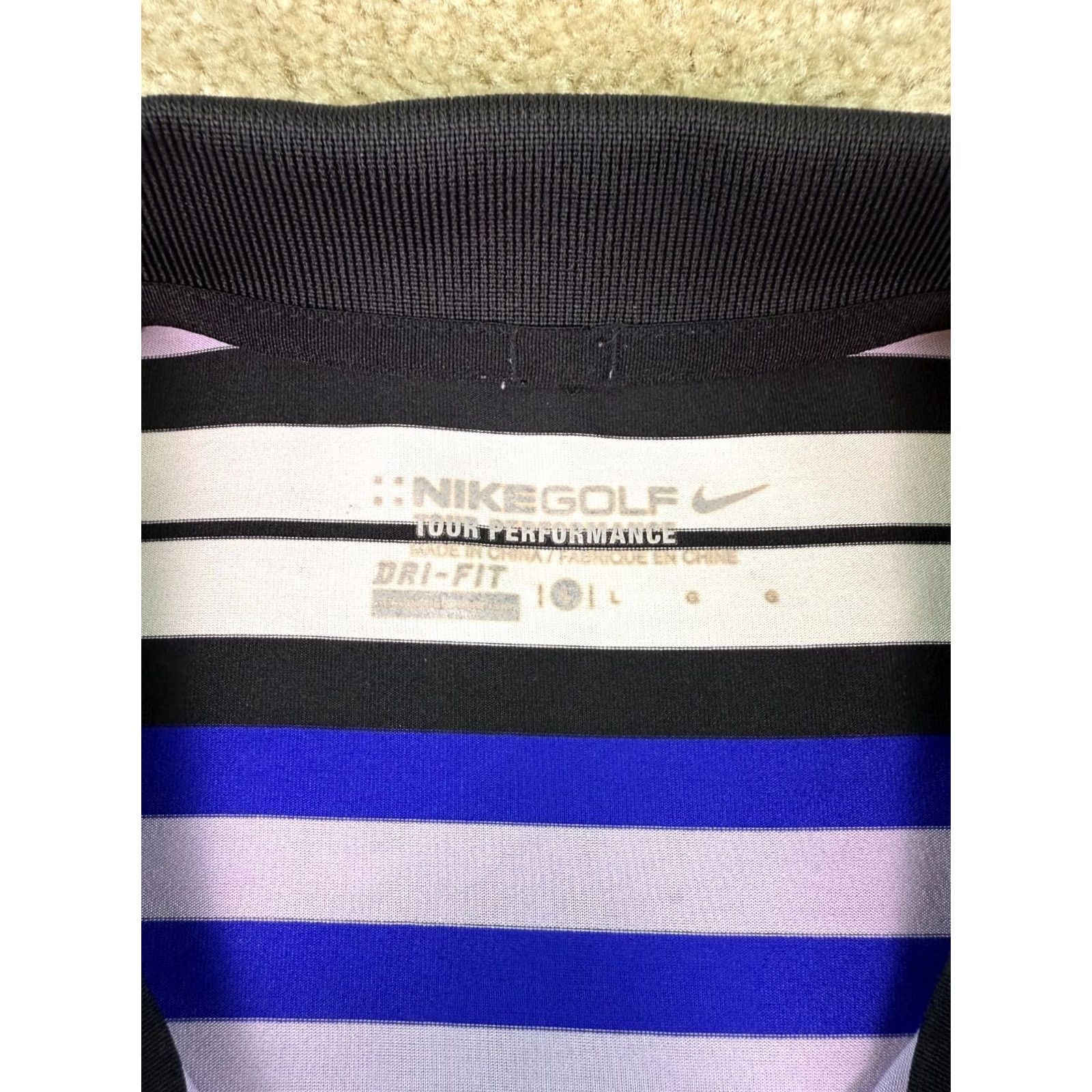Nike Nike Golf Polo Shirt Shirt Golf Nike Tour Performance Dri-Fit Multicolor Stripe L Large Mens Holiday? Size US L / EU 52-54 / 3 - 6 Thumbnail