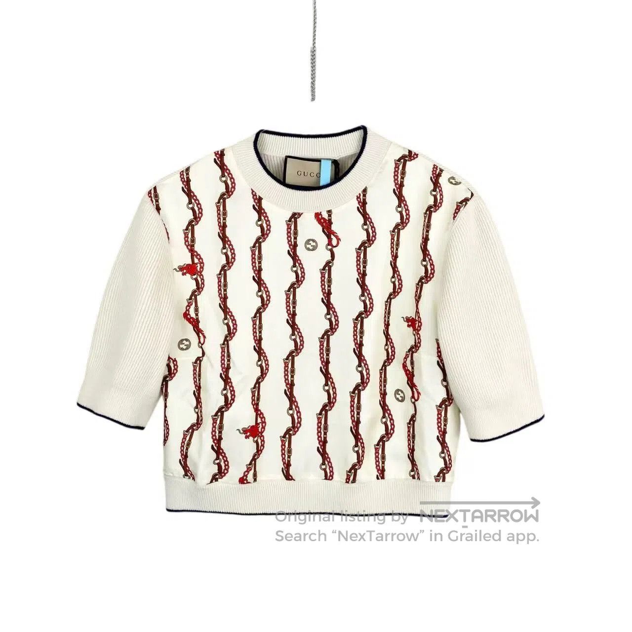 Gucci Guicci 24ss logo patchwork knit short-sleeve| Size M / US 6-8 / IT 42-44 - 1 Thumbnail