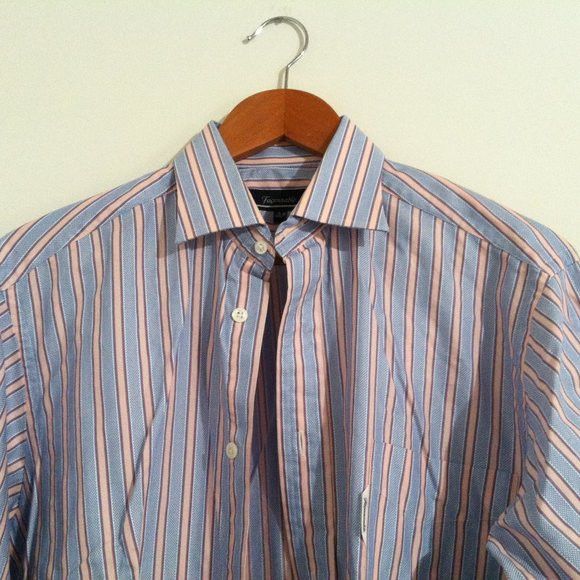 Faconnable FACONNABLE MENS BLUE COTTON DRESS SHIRT SIZE: 15.5 Size US M / EU 48-50 / 2 - 2 Thumbnail