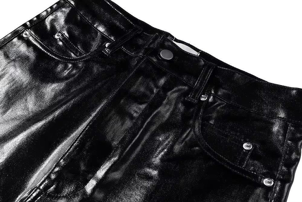 Japanese Brand × Jean Glossy Pu Leather Oversized Flared Jeans Size US 30 / EU 46 - 7 Thumbnail