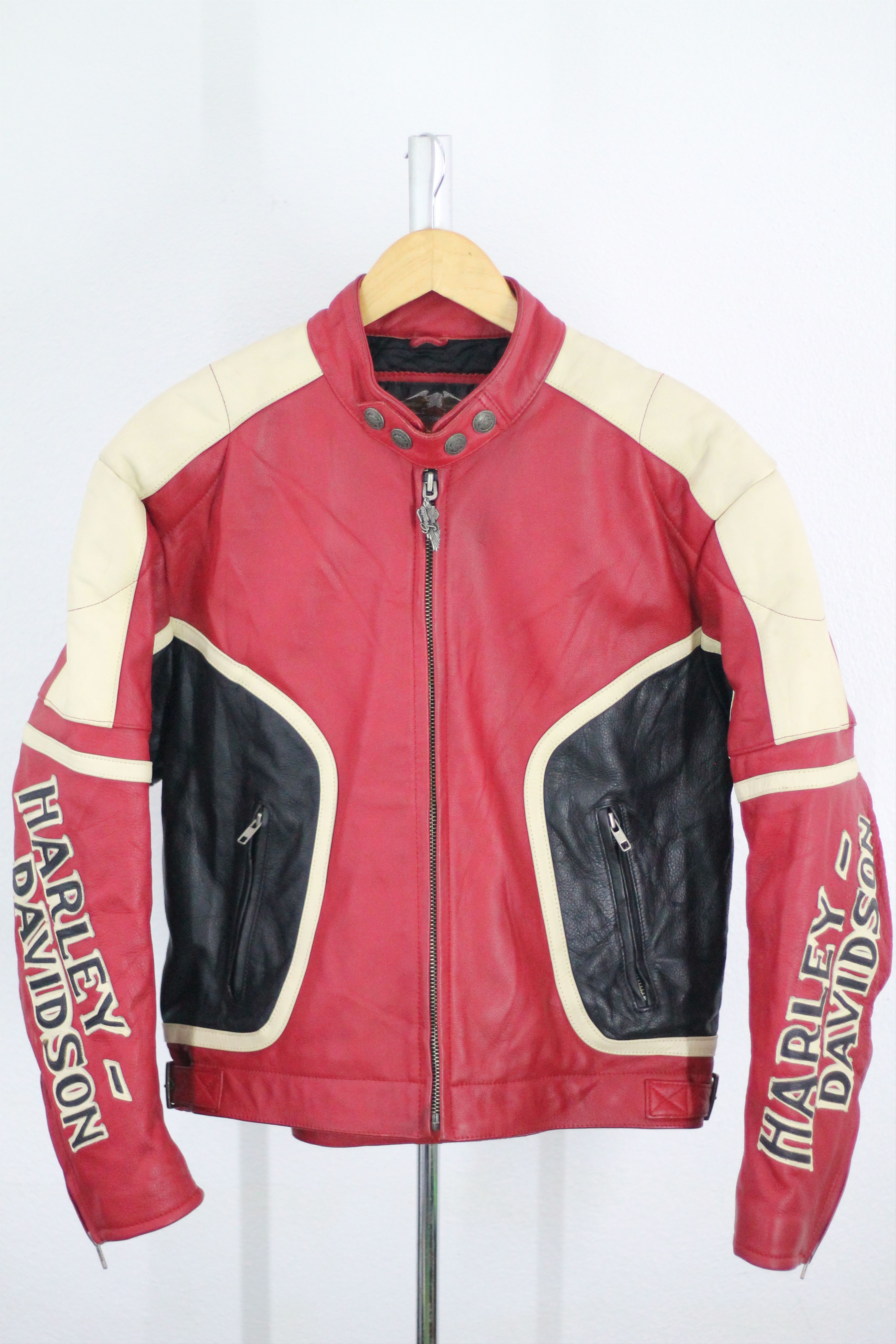 Harley Davidson × Vintage RARE! Vintage HARLEY DAVIDSON Leather Jacket. Size US L / EU 52-54 / 3 - 3 Thumbnail