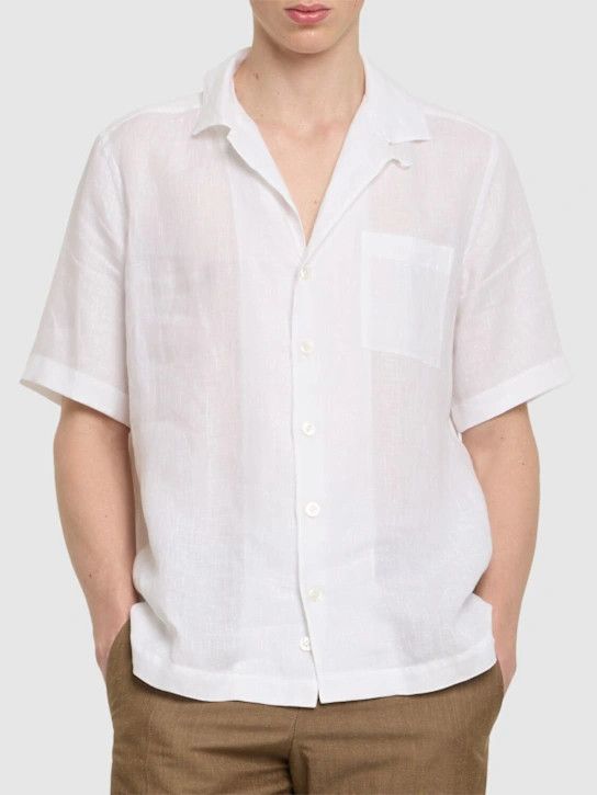 Lardini o1lsvrm0425 Linen Short Sleeves Shirt in White Size US L / EU 52-54 / 3 - 4 Thumbnail