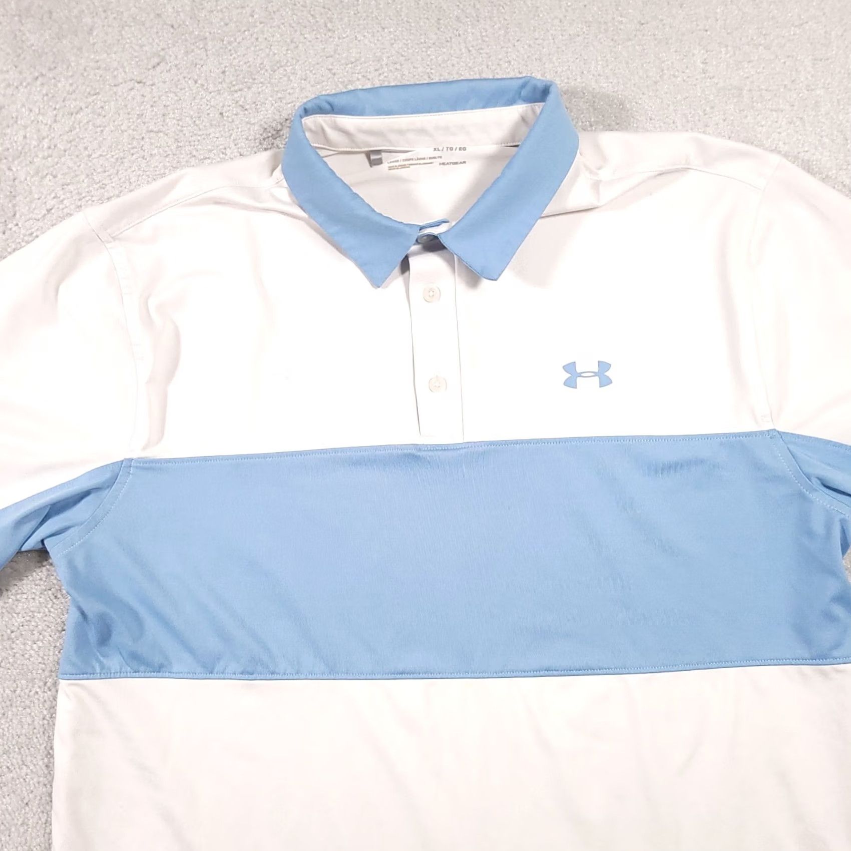 Under Armour Under Armour Polo Mens XL Blue White Colorblock Heatgear Golf Loose Fit Grunge Size US XL / EU 56 / 4 - 3 Thumbnail