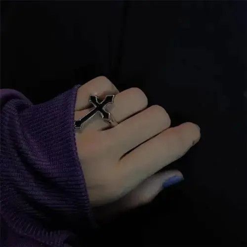 Japanese Brand × Vintage Men Vintage Goth Black Sword Cross Open Rings Size ONE SIZE - 2 Thumbnail