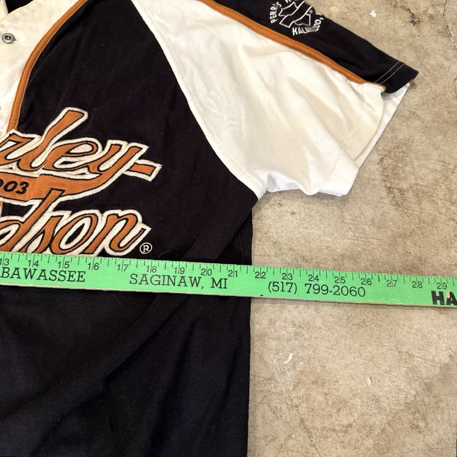 Harley Davidson VINTAGE Harley-Davidson Since 1903 Black Gold Baseball Jersey Mens Medium Button-Up Short Sleeve Men's Regular Black Stone? Size US M / EU 48-50 / 2 - 5 Thumbnail