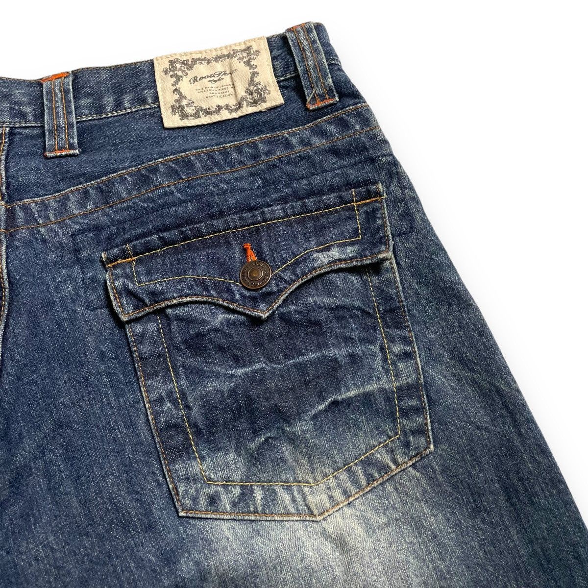 If Six Was Nine 🇯🇵 ROOT THREE WASHED DENIM FLARE DENIM PANTS Size US 33 - 11 Thumbnail