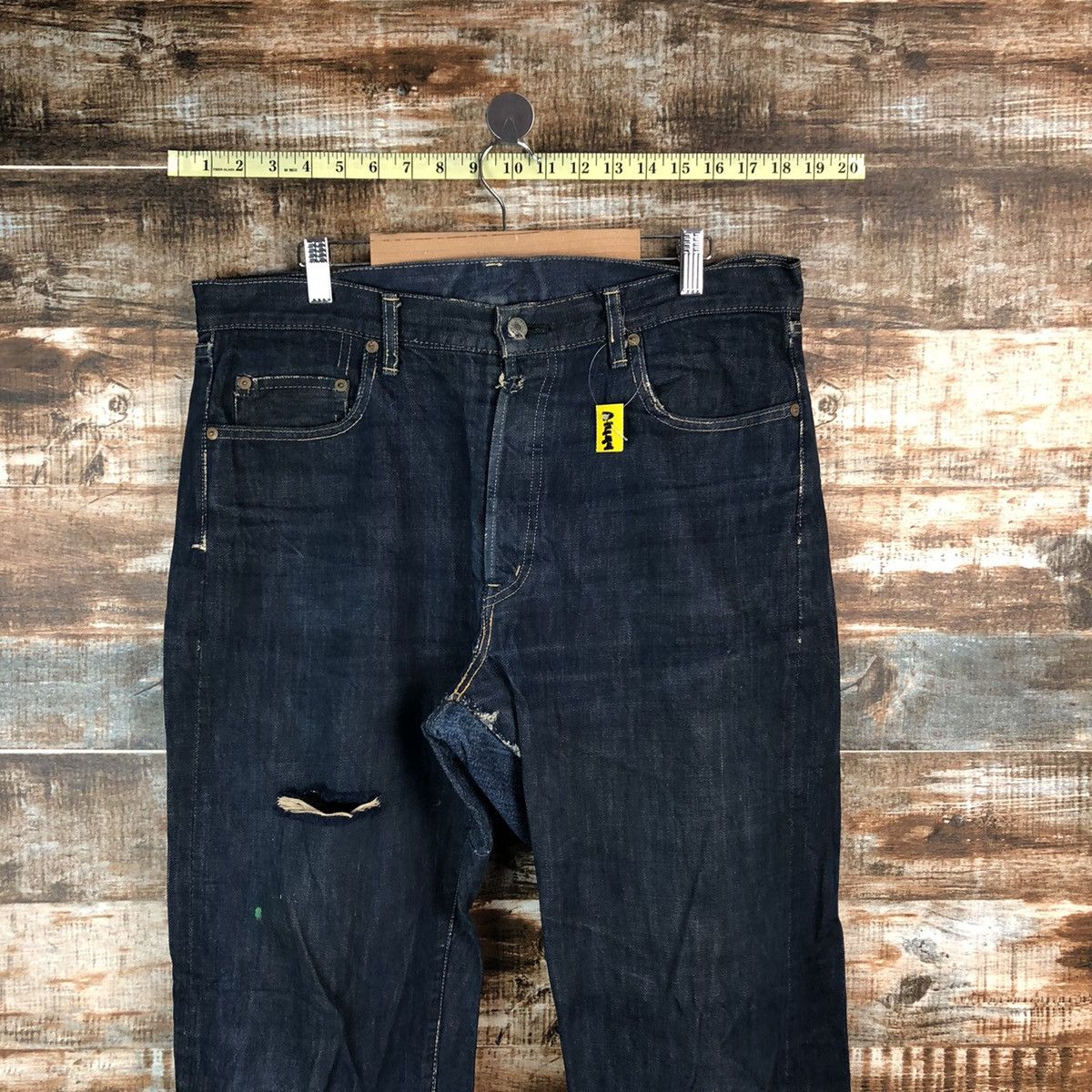 Okura Okura Blue Distressed ripped selvedge Denim Pants #A1444 Size US 35 - 5 Thumbnail