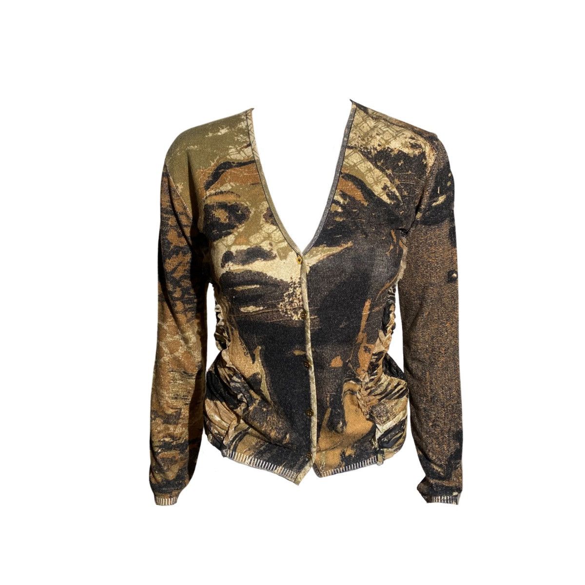 Roberto Cavalli Roberto Cavalli 2003 AW Face Print Button Up Cardigan Size M / US 6-8 / IT 42-44 - 3 Thumbnail