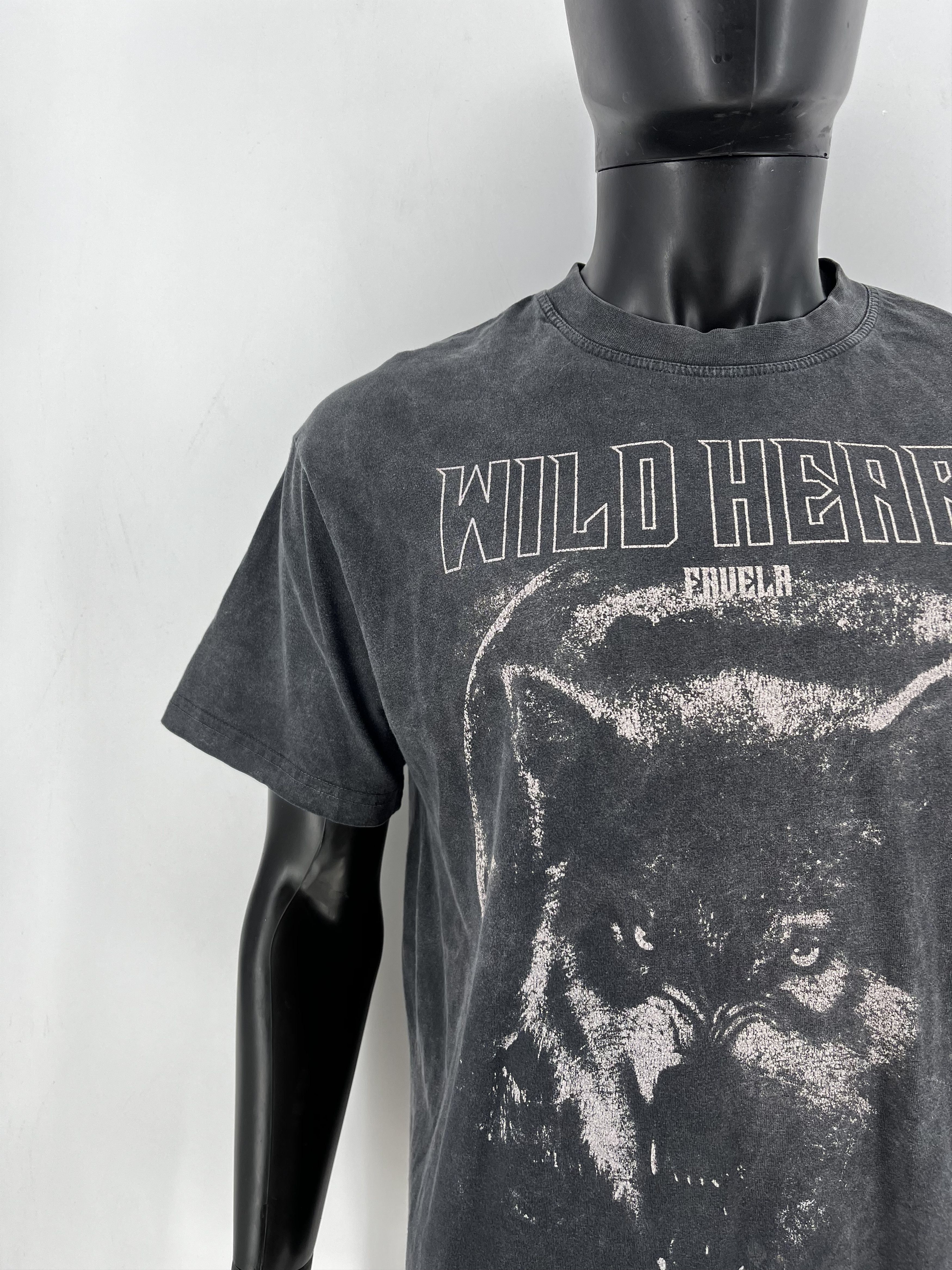 FAVELA FAVELA Vintage Wolf Tee “Wild Heart” Washed Black S Size US S / EU 44-46 / 1 - 7 Thumbnail
