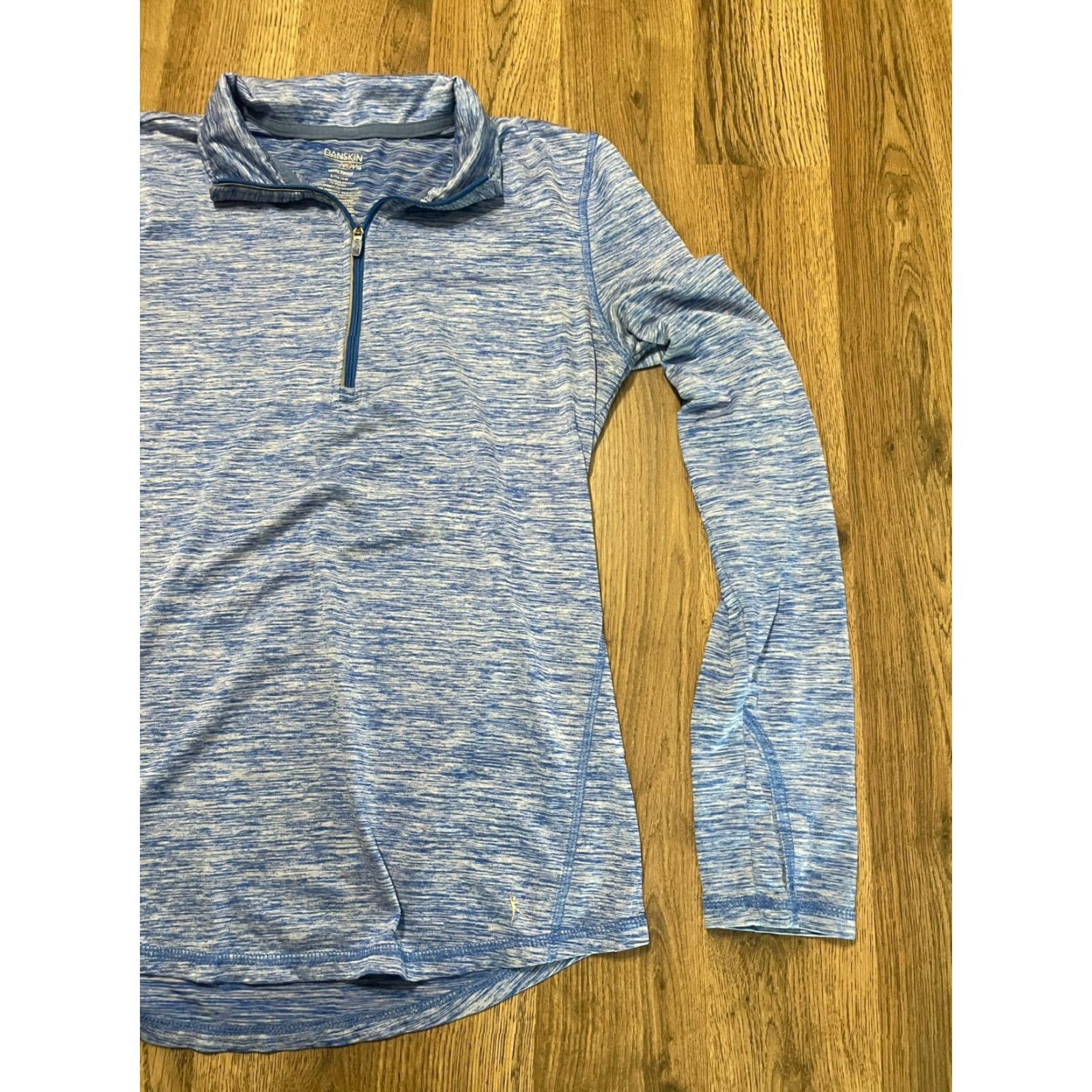 Vintage Danskin Now Shirt Womens Size Small Blue 1/4 Zip Up Semi-Fitted Long Sleeve Pullover Casual Modern Striped Collar Size S / US 4 / IT 40 - 4 Thumbnail