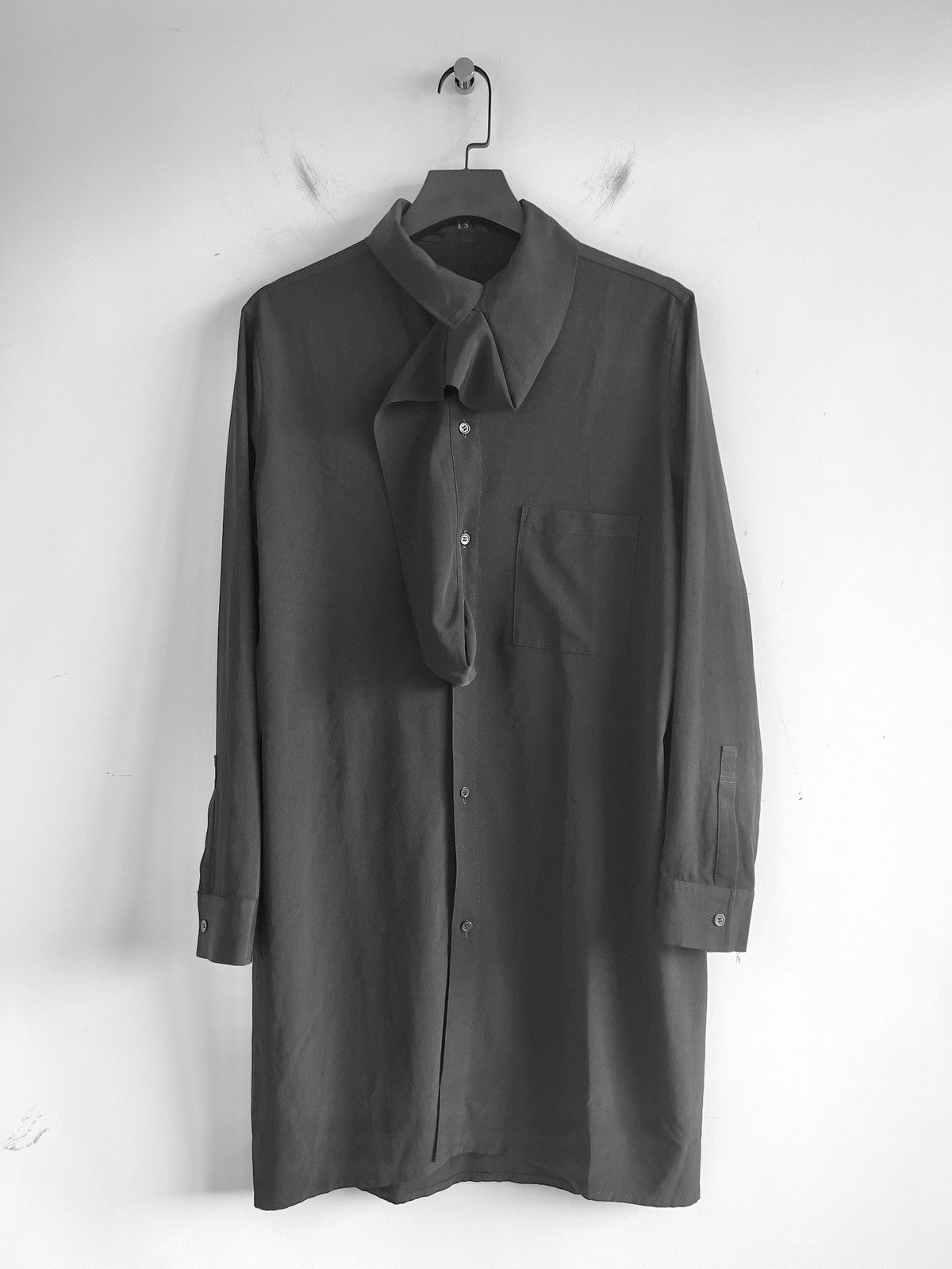 Yohji Yamamoto Y's Yohji Yamamoto - De Chine COLLAR DRAPE BLOUSE SHIRT Size XS / US 0-2 / IT 36-38 - 4 Thumbnail