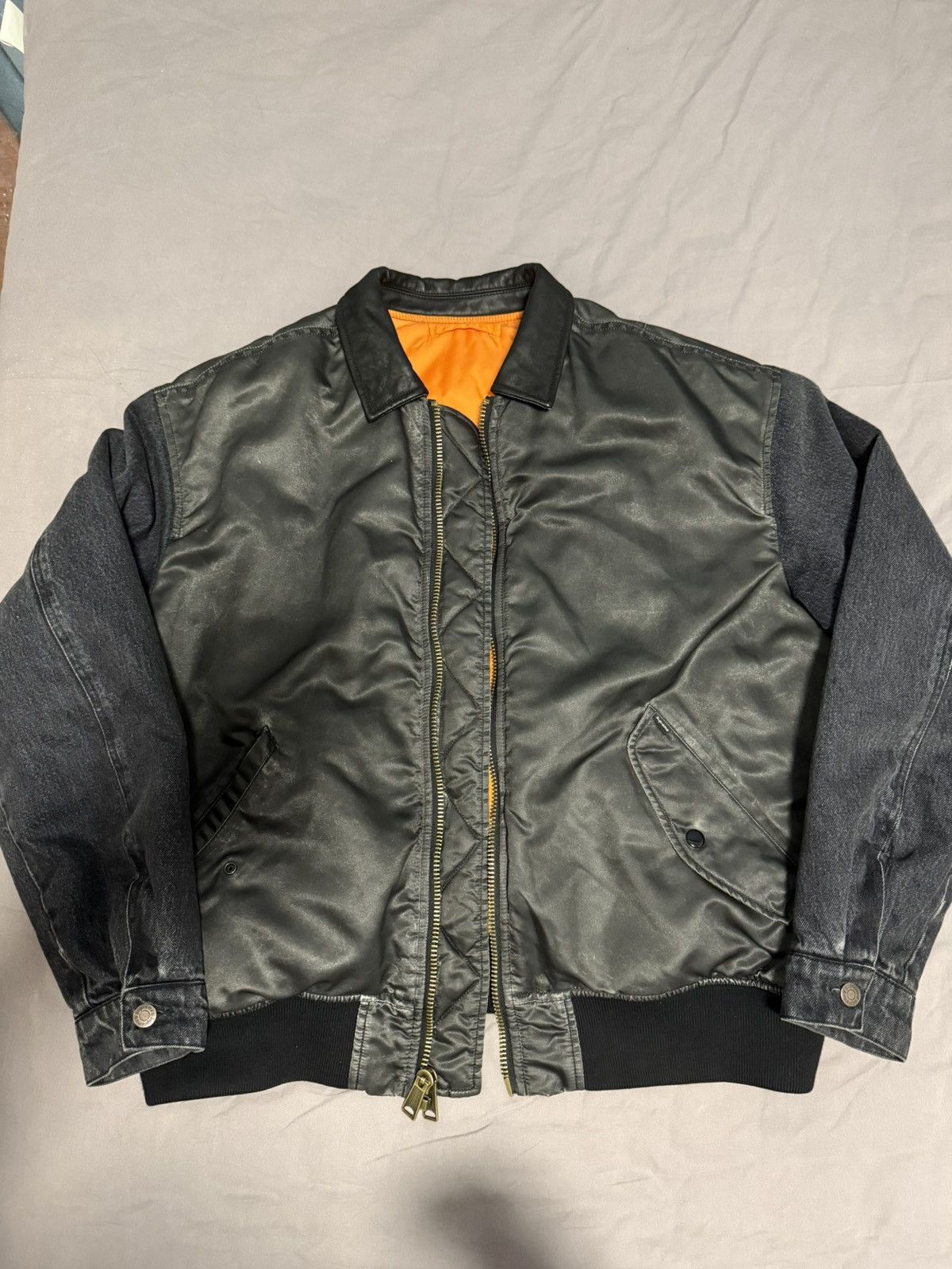Supreme Supreme 23ss denim sleeve ma-1 Bomber Jacket Size US L / EU 52-54 / 3 - 1 Thumbnail