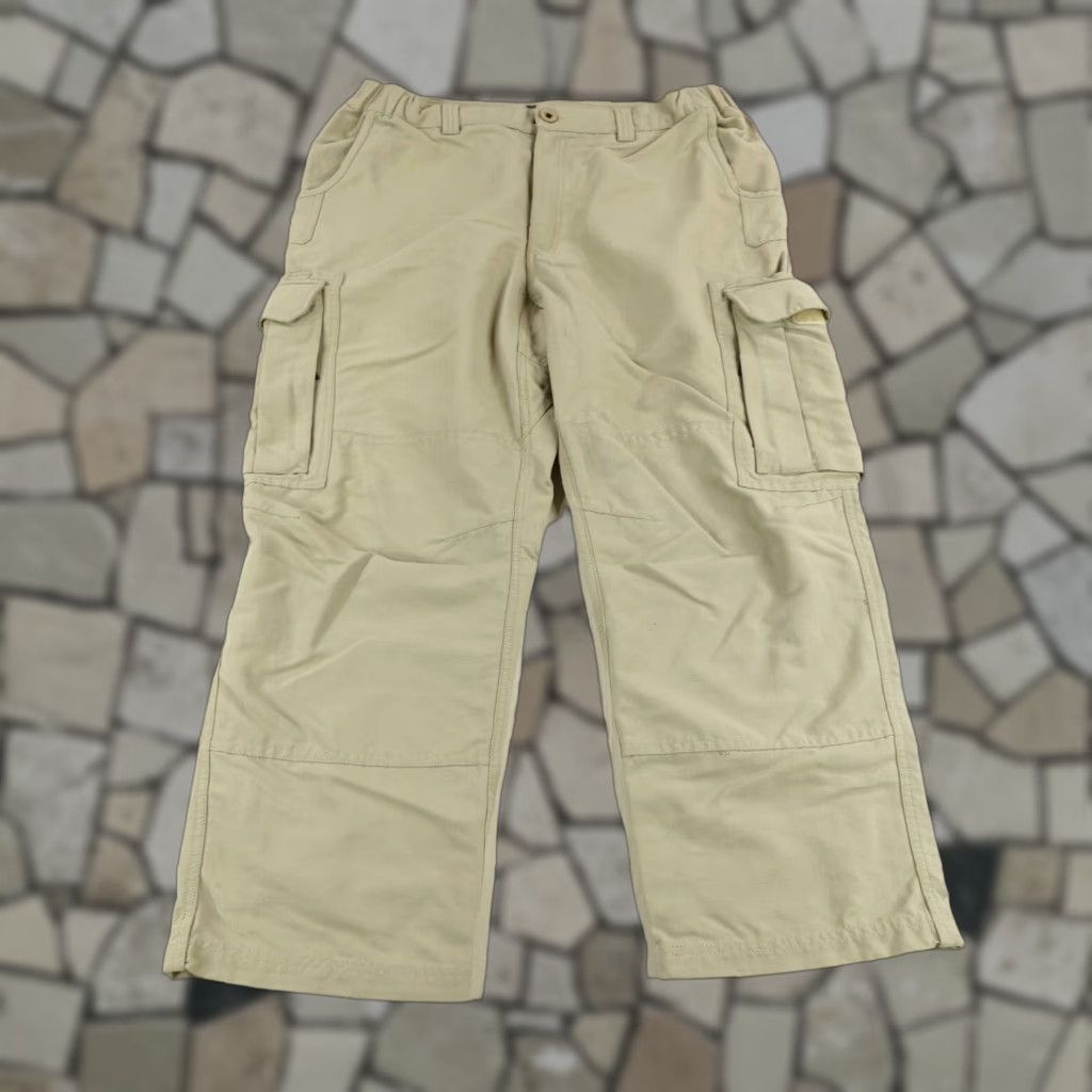 Rails Rail Riders Pants Large Beige Cargo Baggy Hiking Tactical Outdoors Nylon Pockets Elastic Waist Front Flat Mens Size US 35 - 1 Thumbnail