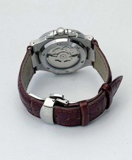 Japanese Brand Seiko Mod Nautilus Brown Open Dial Steel Watch Leather Strap Size ONE SIZE - 6 Thumbnail