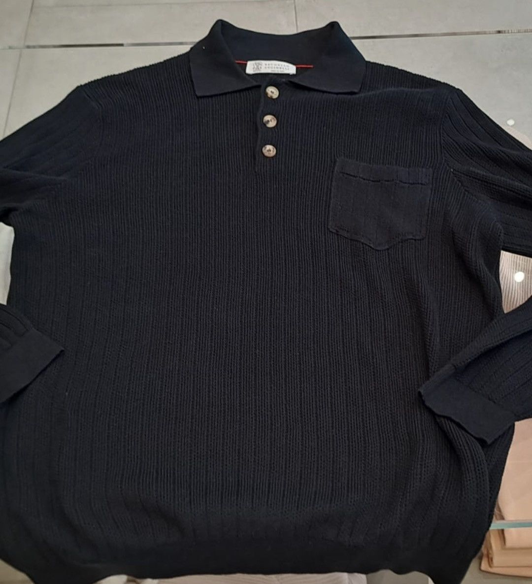 Brunello Cucinelli Polo Sweater in Black Size US M / EU 48-50 / 2 - 2 Thumbnail