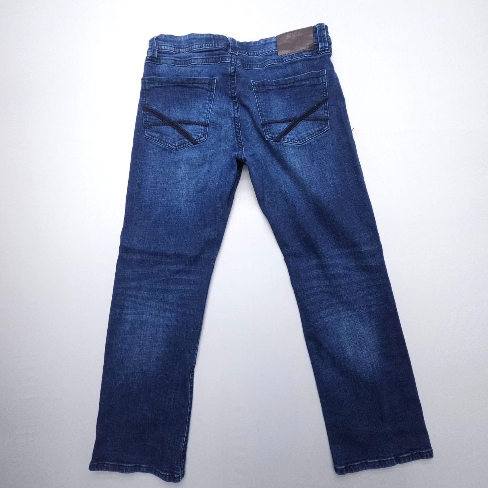 Vintage TK Axel Slim Boot Jeans Mens 34 x 30 Dark Wash Western Flex Denim 5-Pocket Logo Button Slim Bootcut Cotton Blend Blue Jeans Mens Size US 34 / EU 50 - 2 Thumbnail