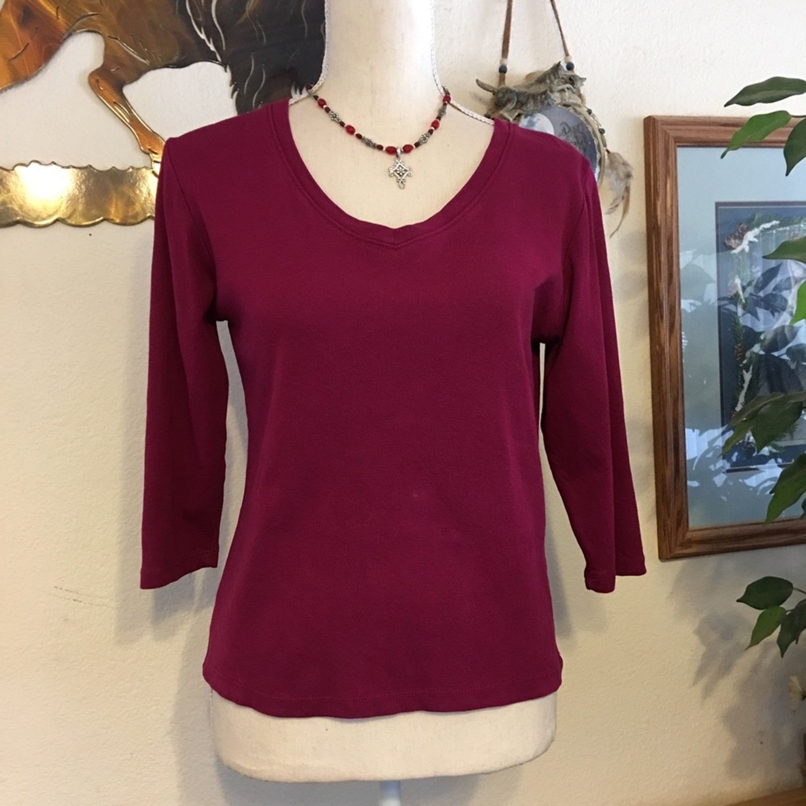 Other Mossimo raspberry 3/4 sleeve soft top S Size S / US 4 / IT 40 - 1 Thumbnail