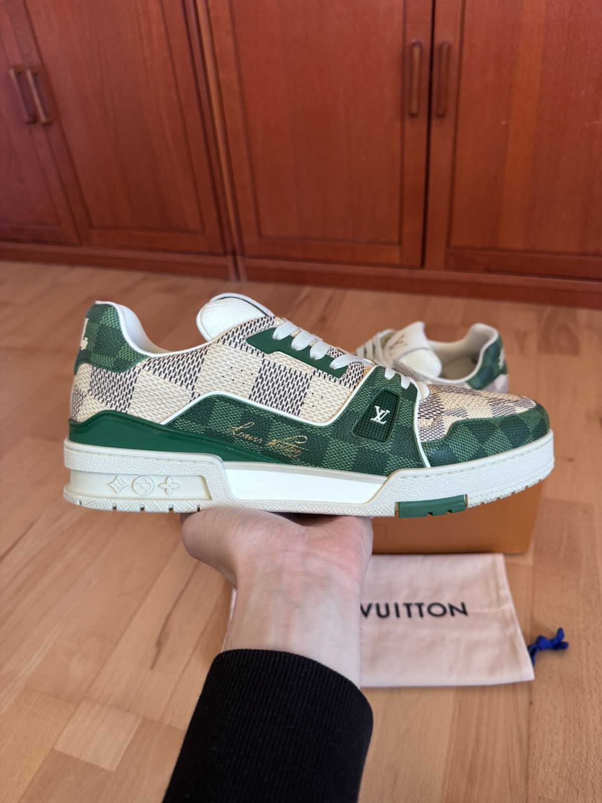 Louis Vuitton Louis Vuitton LV Trainer Green Damier By Pharell Size US 10 / EU 43 - 3 Thumbnail