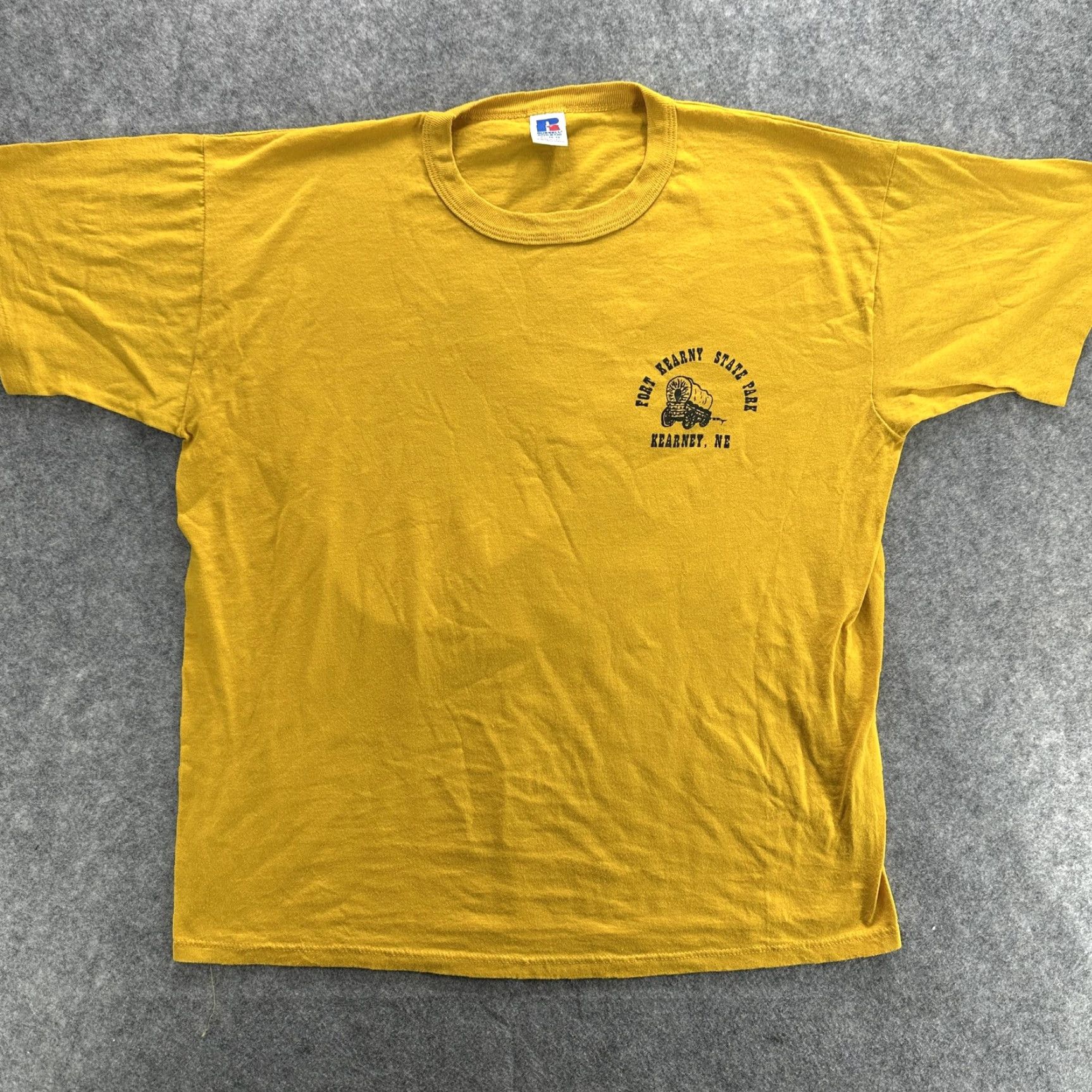 Russell Athletic VINTAGE Russell Athletic Shirt Mens XL Gold Fort Kearny State Park 90s Made USA Size US XL / EU 56 / 4 - 2 Thumbnail