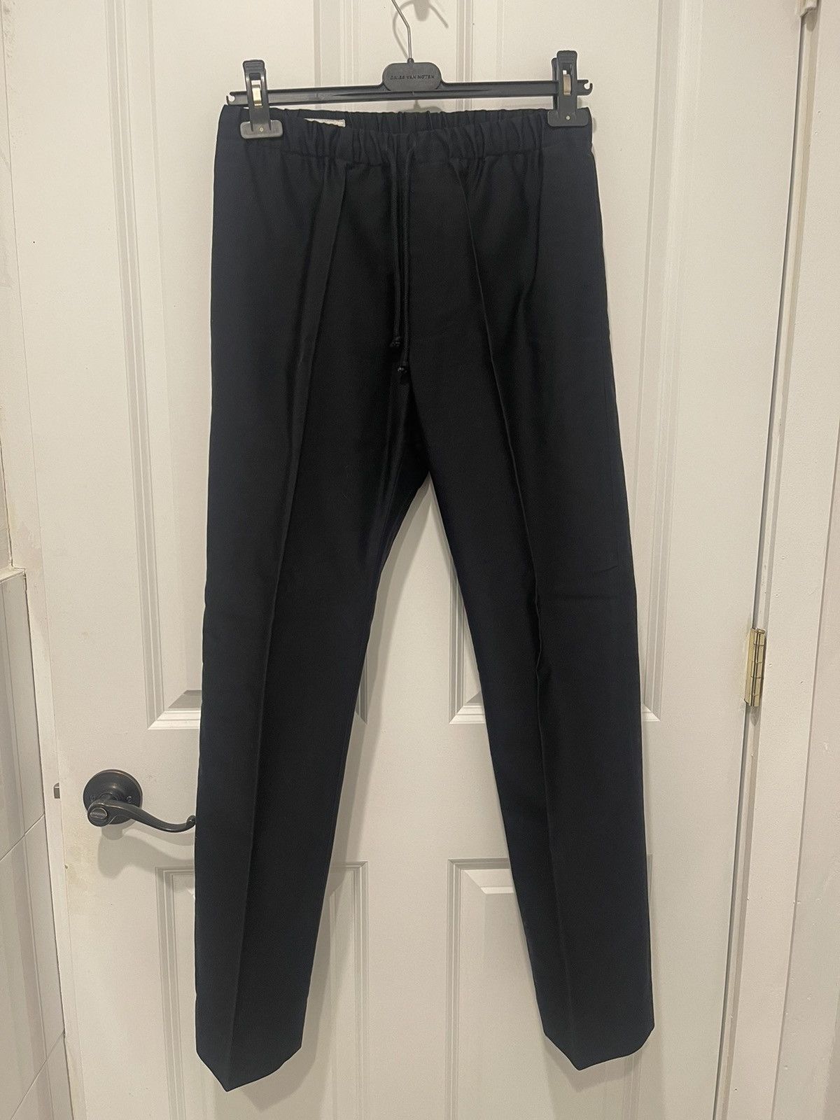 Dries Van Noten Navy Drawstring Wool Pants