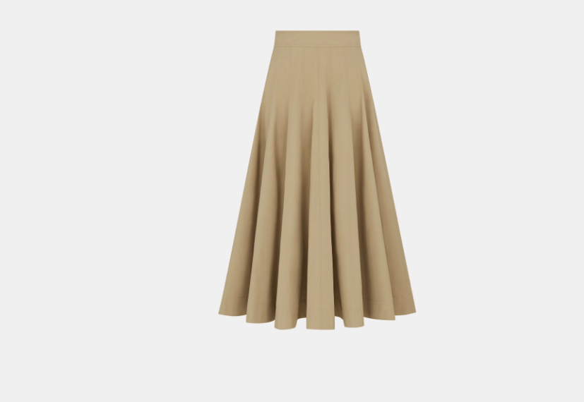 o1w1db10525 341J34 Mid-Length Flared Skirt in Beige