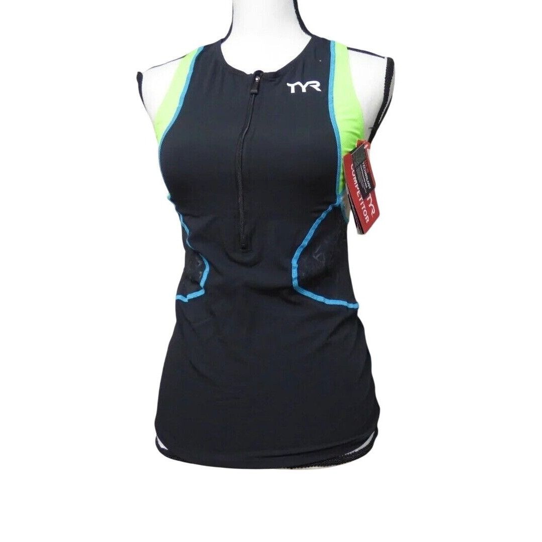 Other TYR Women's Competitor Singlet, Black, Green, Size S Size S / US 4 / IT 40 - 9 Thumbnail
