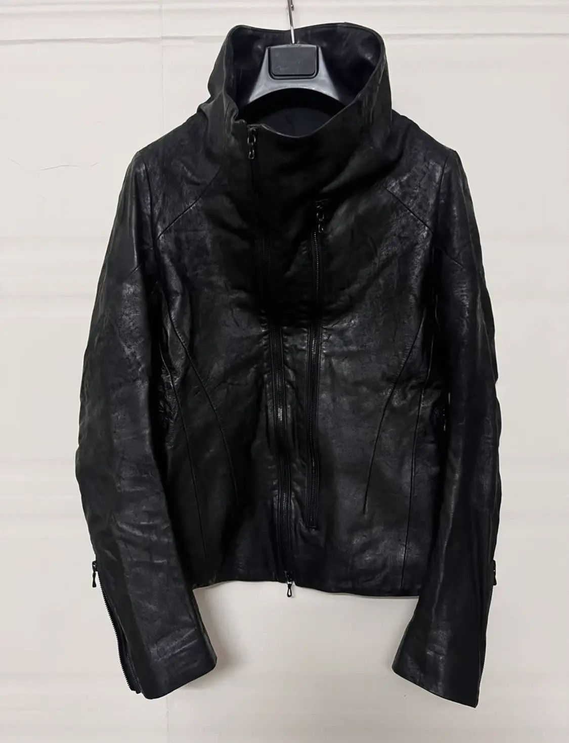 Julius _7 08 S/S Jut Neck Leather Jacket | Grailed