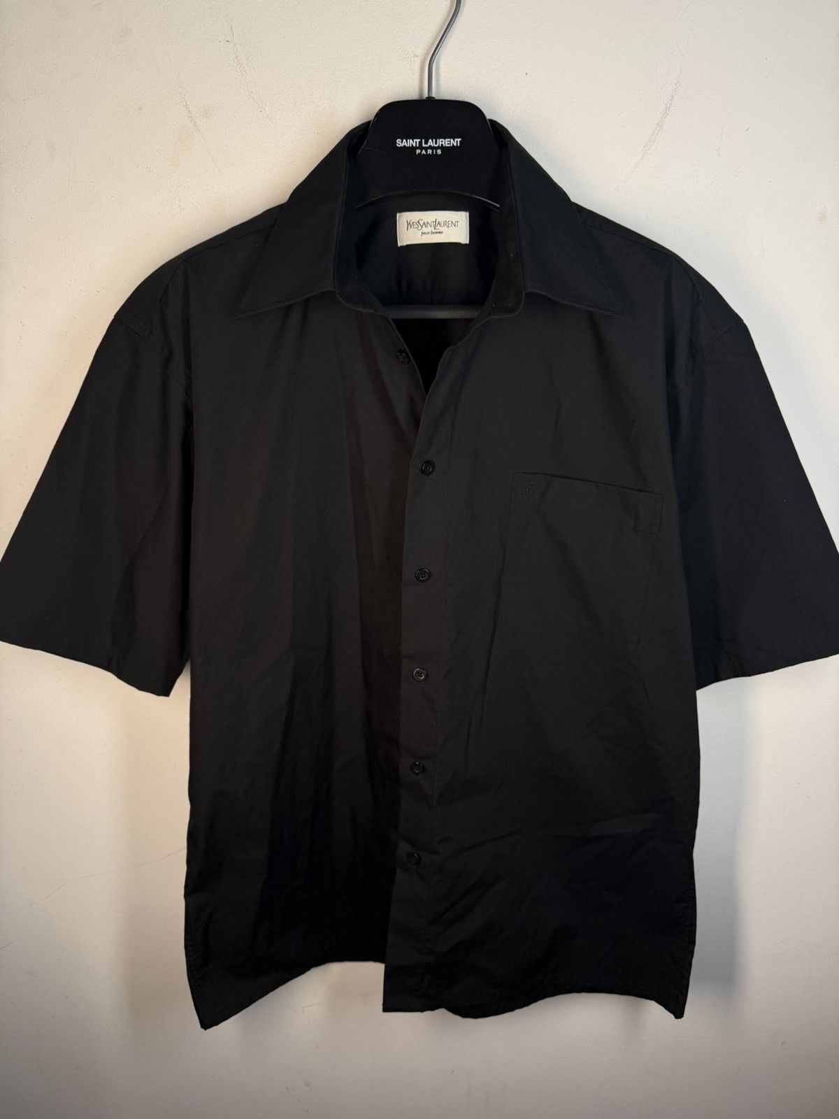 Yves Saint Laurent Black YSL Shirt Short Sleeve Button Up Collar Vintage y2k Size US M / EU 48-50 / 2 - 15 Thumbnail