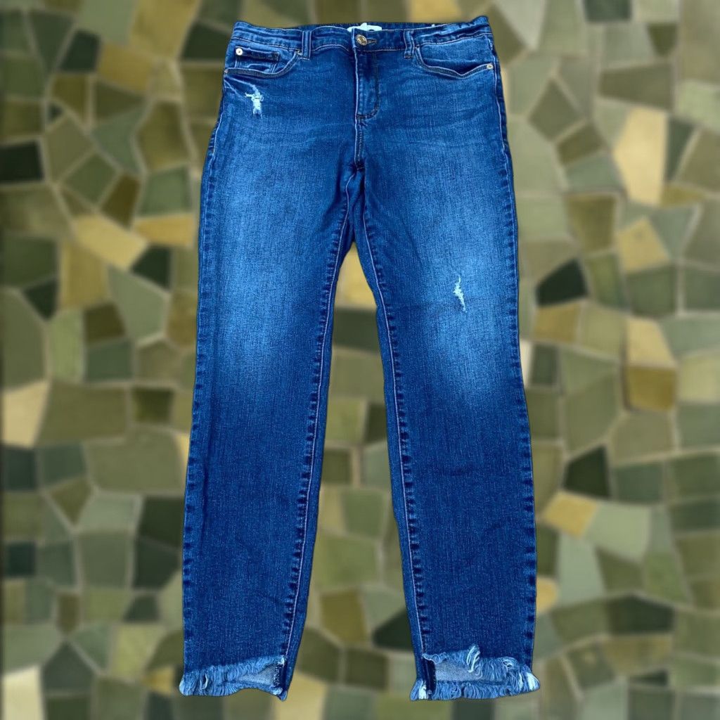 Vintage STS Blue Jeans Women's Skinny Denim Distressed Stretch 27.5" Inseam Size 30 Blue 5-Pocket Mid Rise Womens Size 31" - 1 Thumbnail