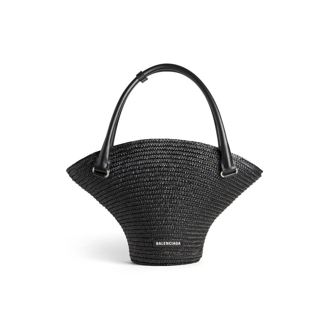 Balenciaga Beach Straw Tote Bag Medium in Black Size ONE SIZE - 1 Thumbnail