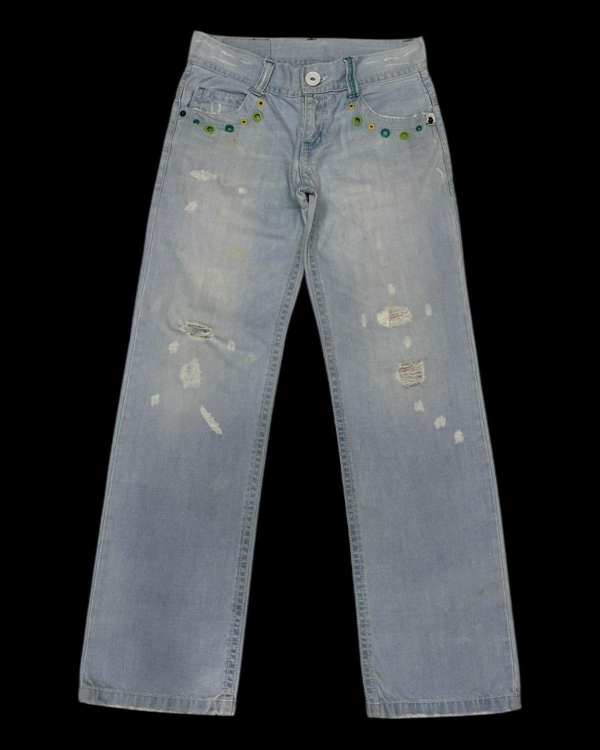Hysteric Glamour × Japanese Brand RARE‼️BLUEMOONBLUE BLUE WASHED DISTRESSED DENIM JEANS Size 28" / US 6 / IT 42 - 8 Thumbnail
