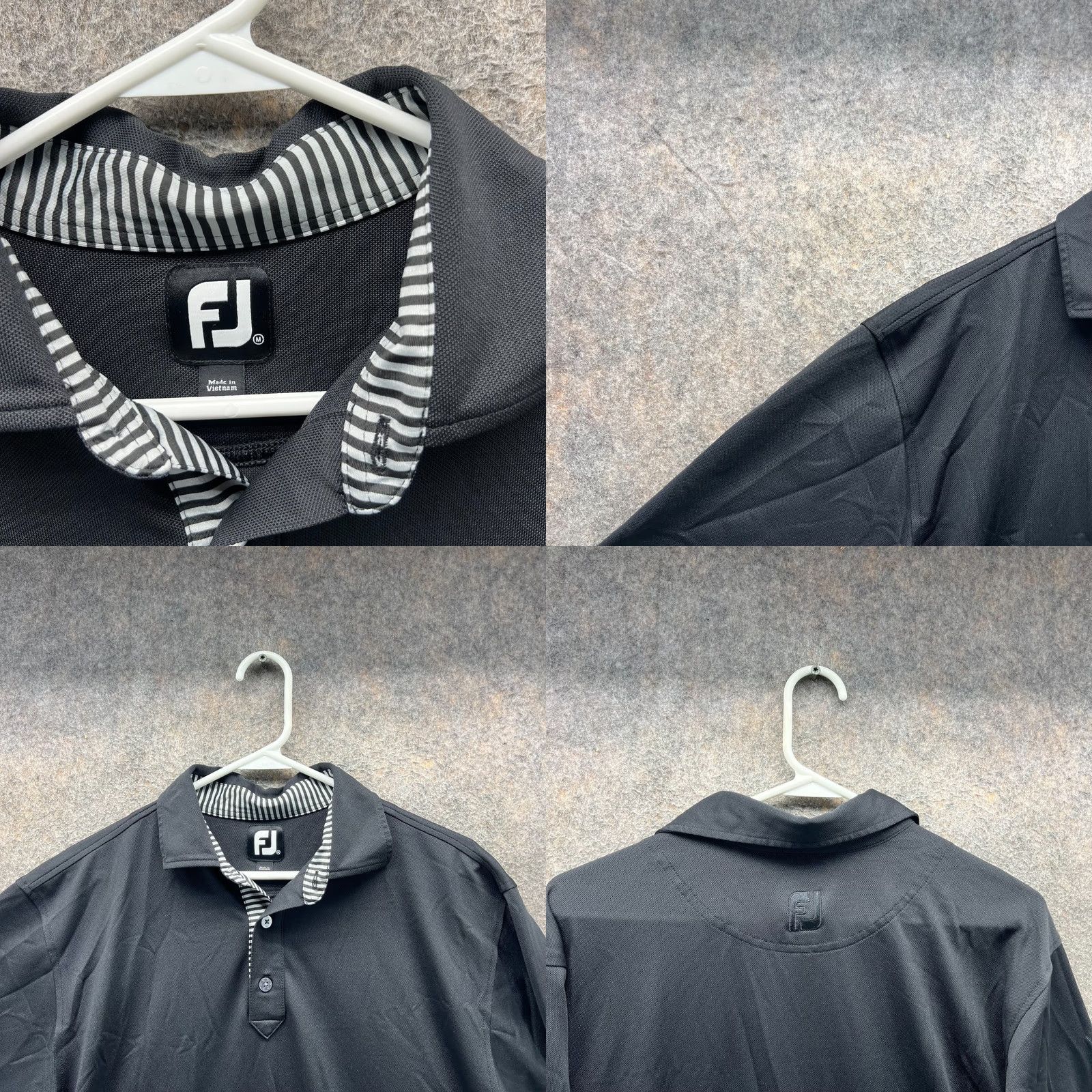 Footjoy FootJoy Polo Shirt Mens Medium Black Preppy Golf Vintage Shirt Mens Black Polo FootJoy Size 40R - 8 Thumbnail