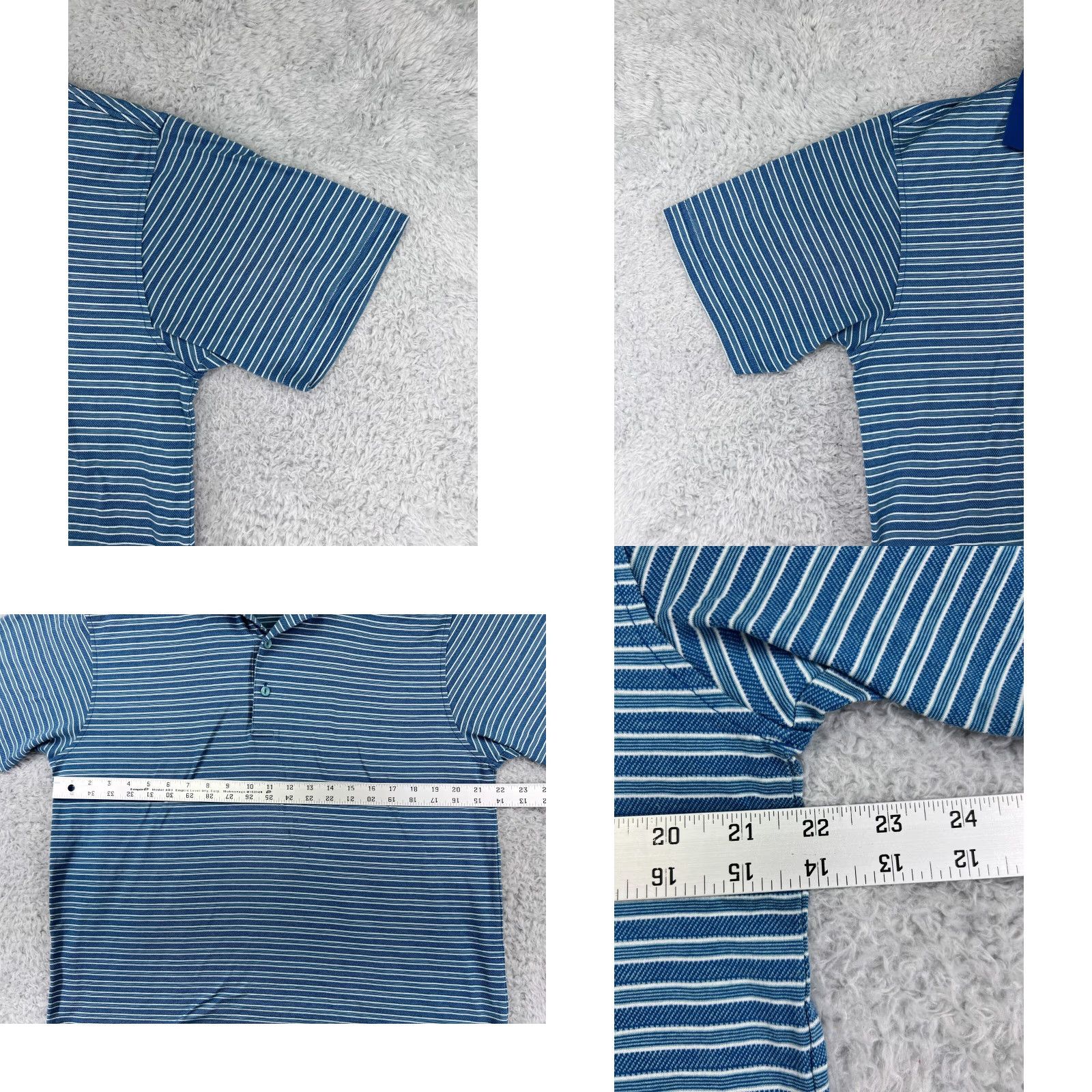 Peter Millar Peter Millar Polo Shirt Mens Large Blue Stripe 100% Cotton Short Sleeve Golf Shirt Size US L / EU 52-54 / 3 - 8 Thumbnail