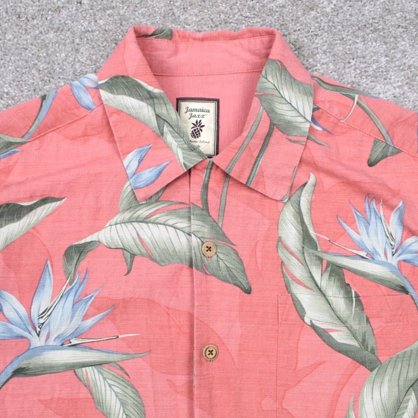 Vintage Jamaica Jaxx Camp Shirt Mens Medium Pink Floral Silk Button-Up Short Sleeve Collar Vintage? No. Size US M / EU 48-50 / 2 - 5 Thumbnail