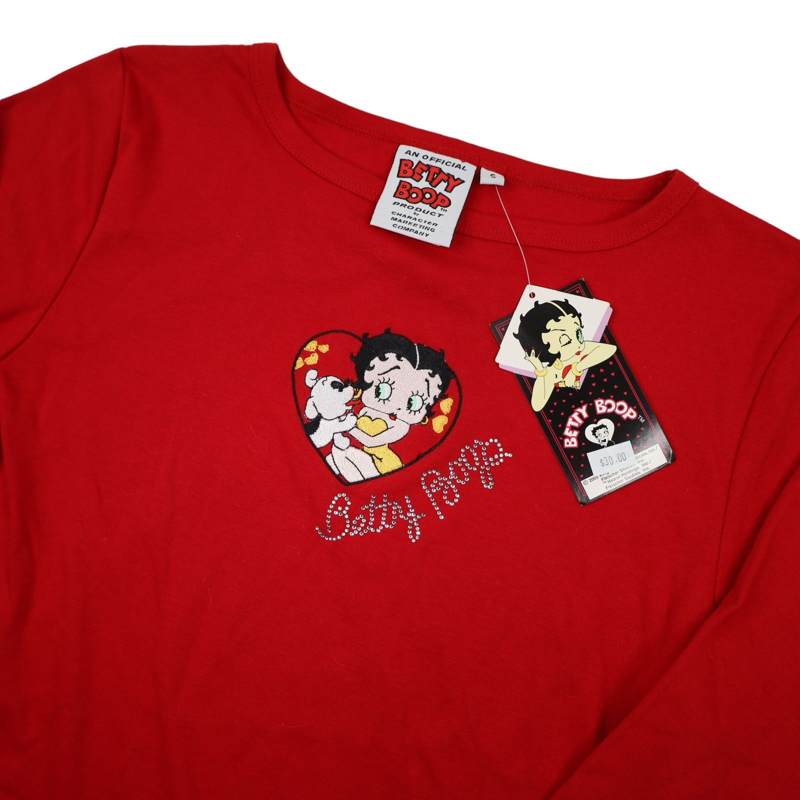 Vintage Vintage Y2k NWT Betty Boop Embroidered Dog Heart T Shirt Size S / US 4 / IT 40 - 2 Thumbnail