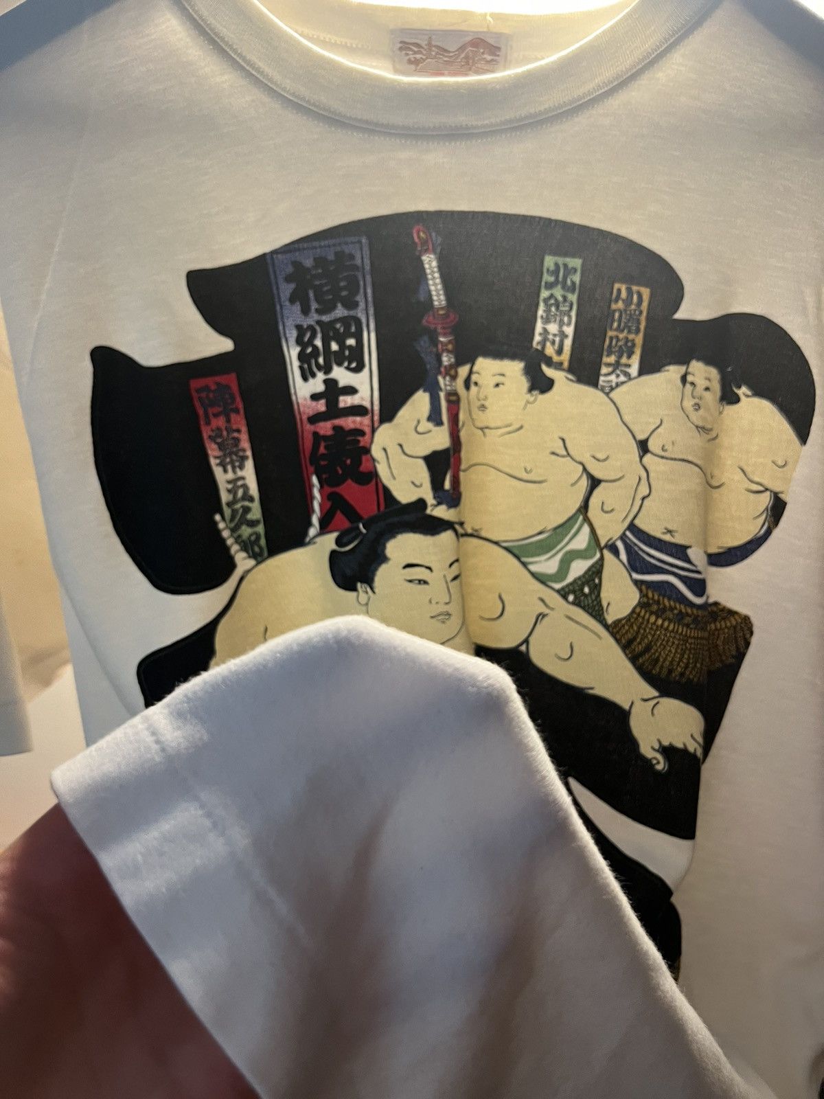 Japanese Brand × Vintage 90s Sumo Wrestler 🇯🇵Japanese🇯🇵 tee Size US L / EU 52-54 / 3 - 6 Thumbnail